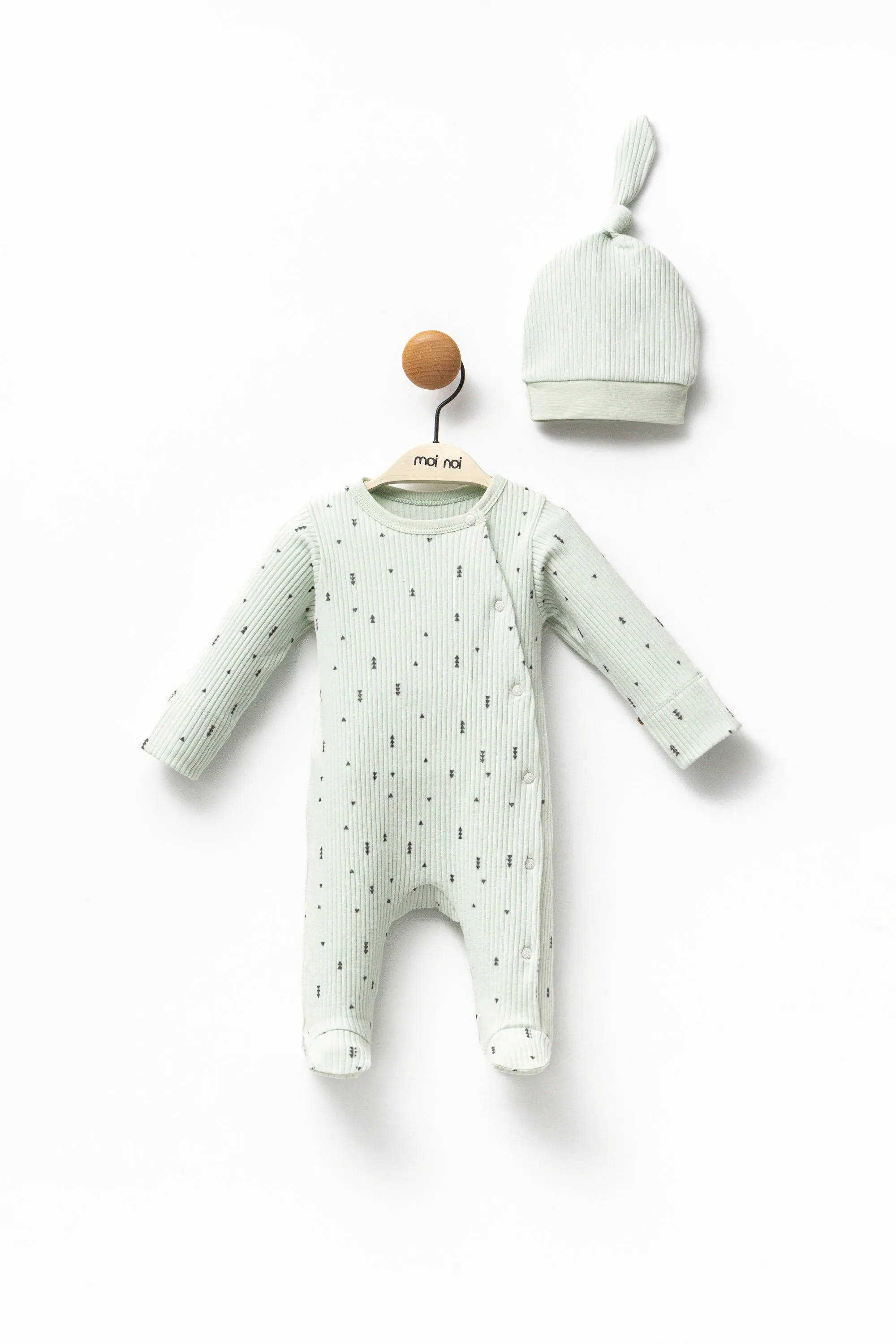 Mint Forest Print Babygrow & Hat
