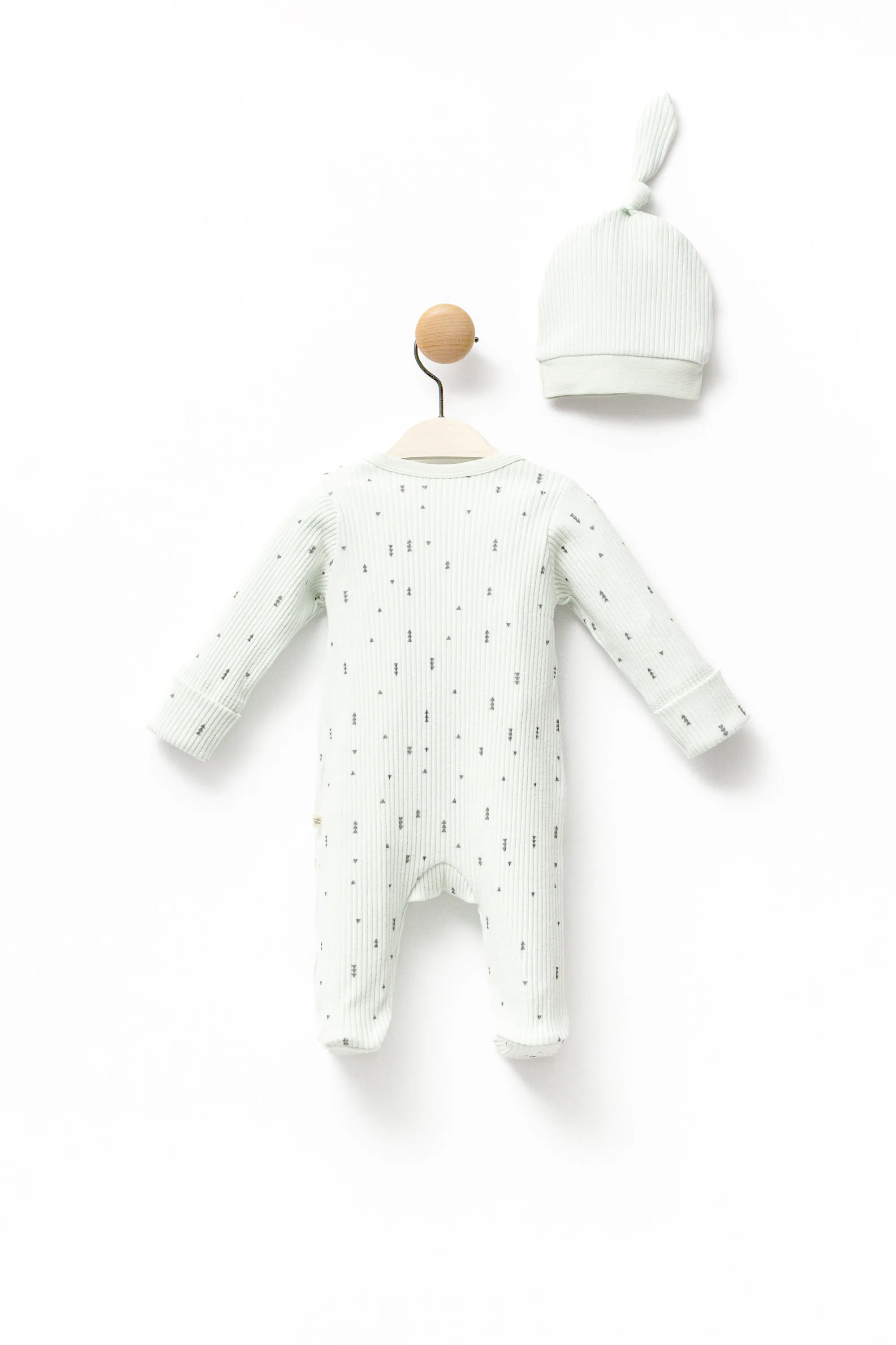 Mint Forest Print Babygrow & Hat
