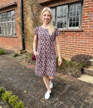 Navy Bloom Florida Cotton Jersey Dress