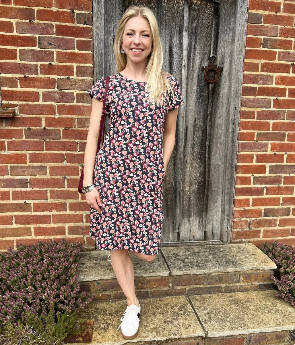 Navy Bloom Florida Cotton Jersey Dress
