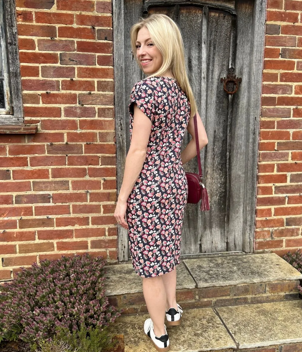 Navy Bloom Florida Cotton Jersey Dress