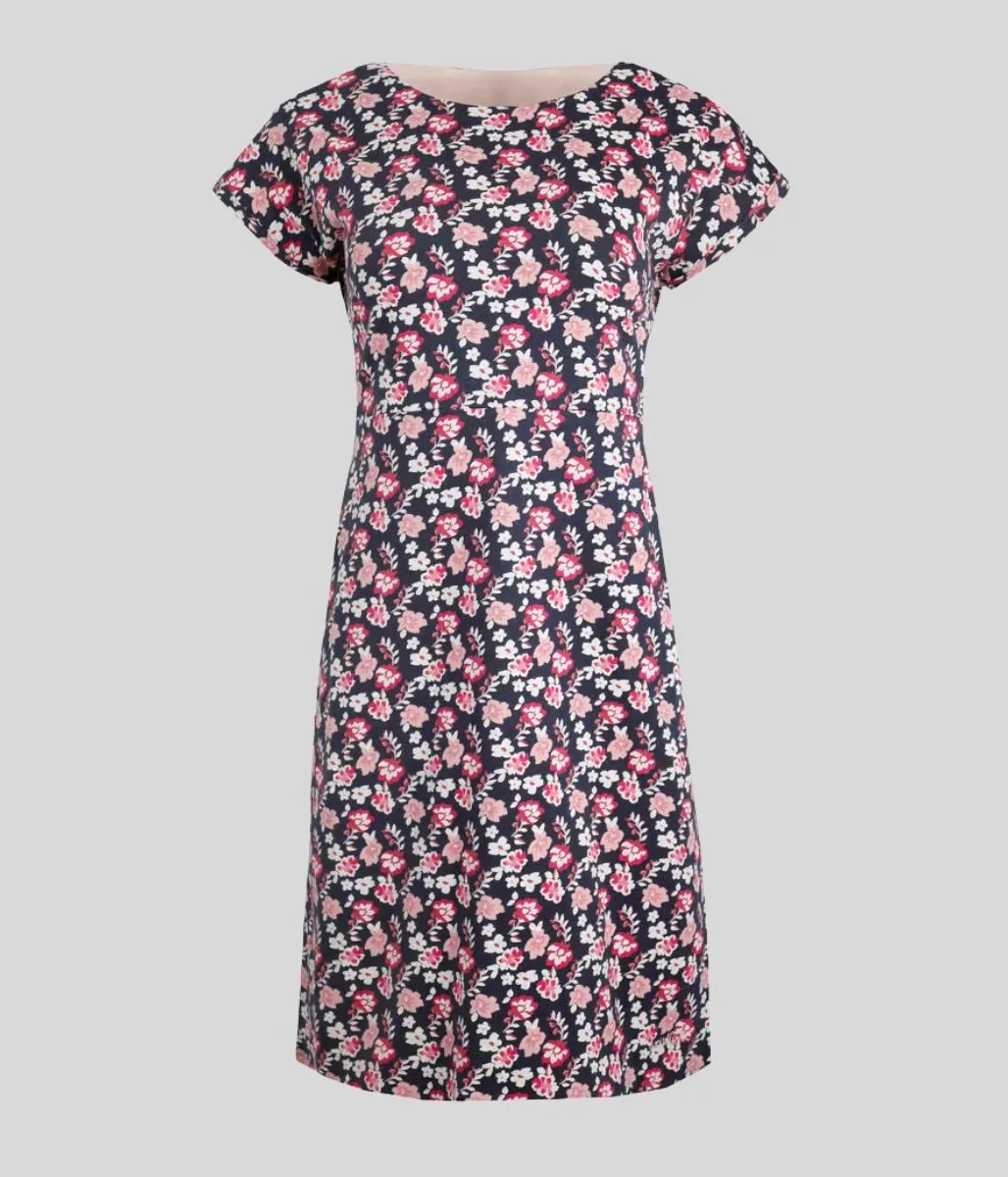 Navy Bloom Florida Cotton Jersey Dress