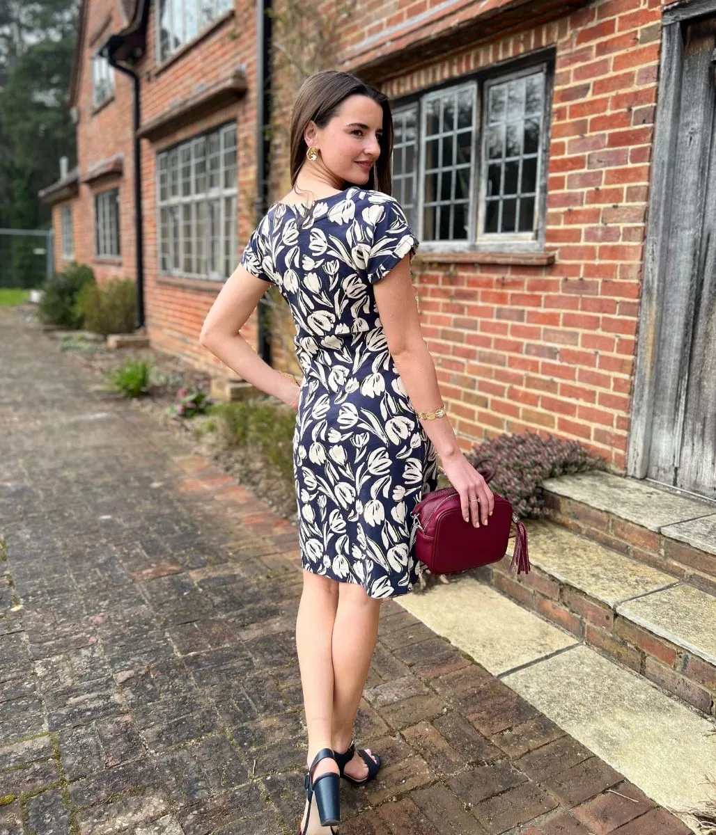 Navy Tulip Florida Cotton Jersey Dress