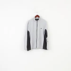 New Balance Men L Jacket  Grey Full Zipper Sport Polyester Collar Top