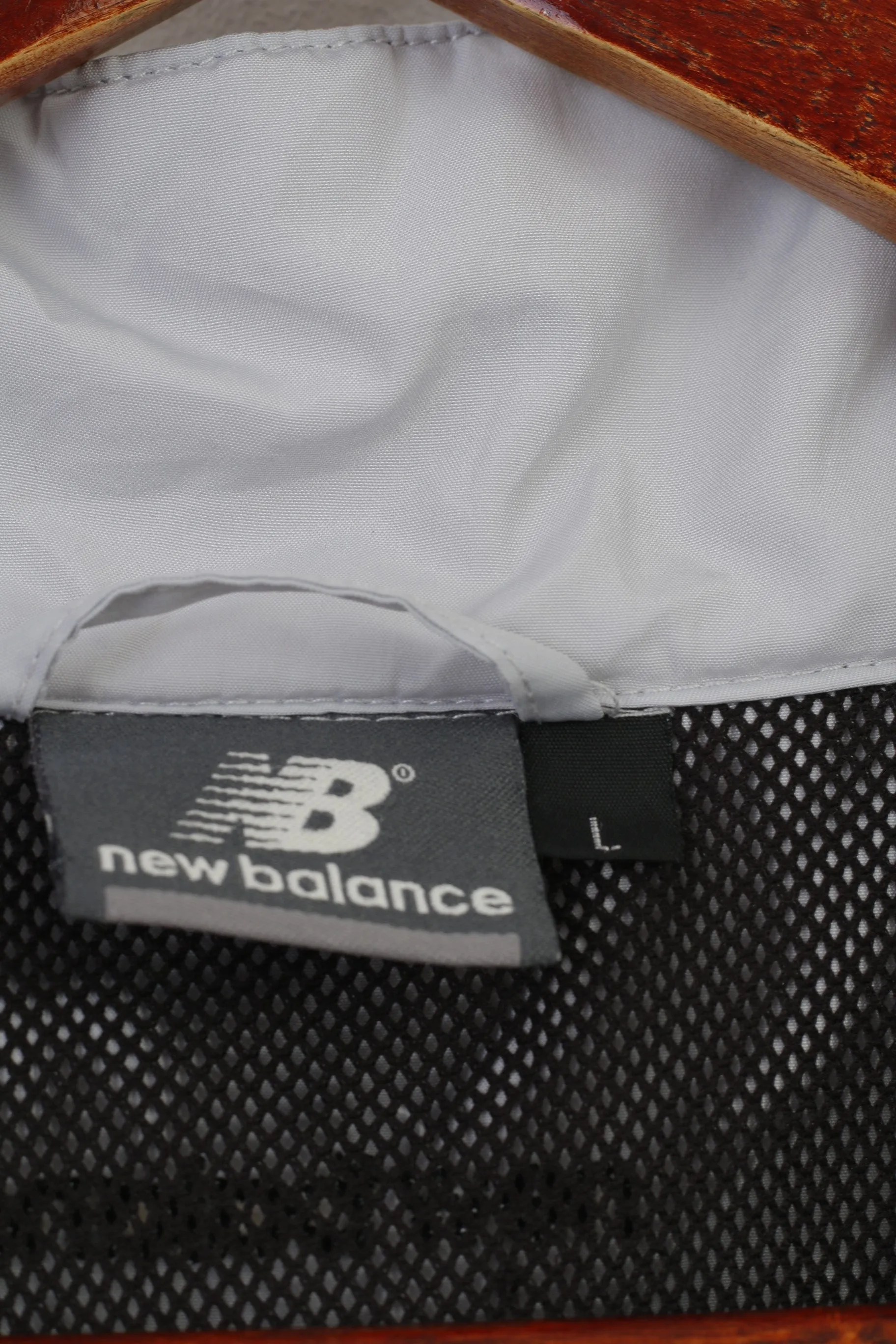 New Balance Men L Jacket  Grey Full Zipper Sport Polyester Collar Top