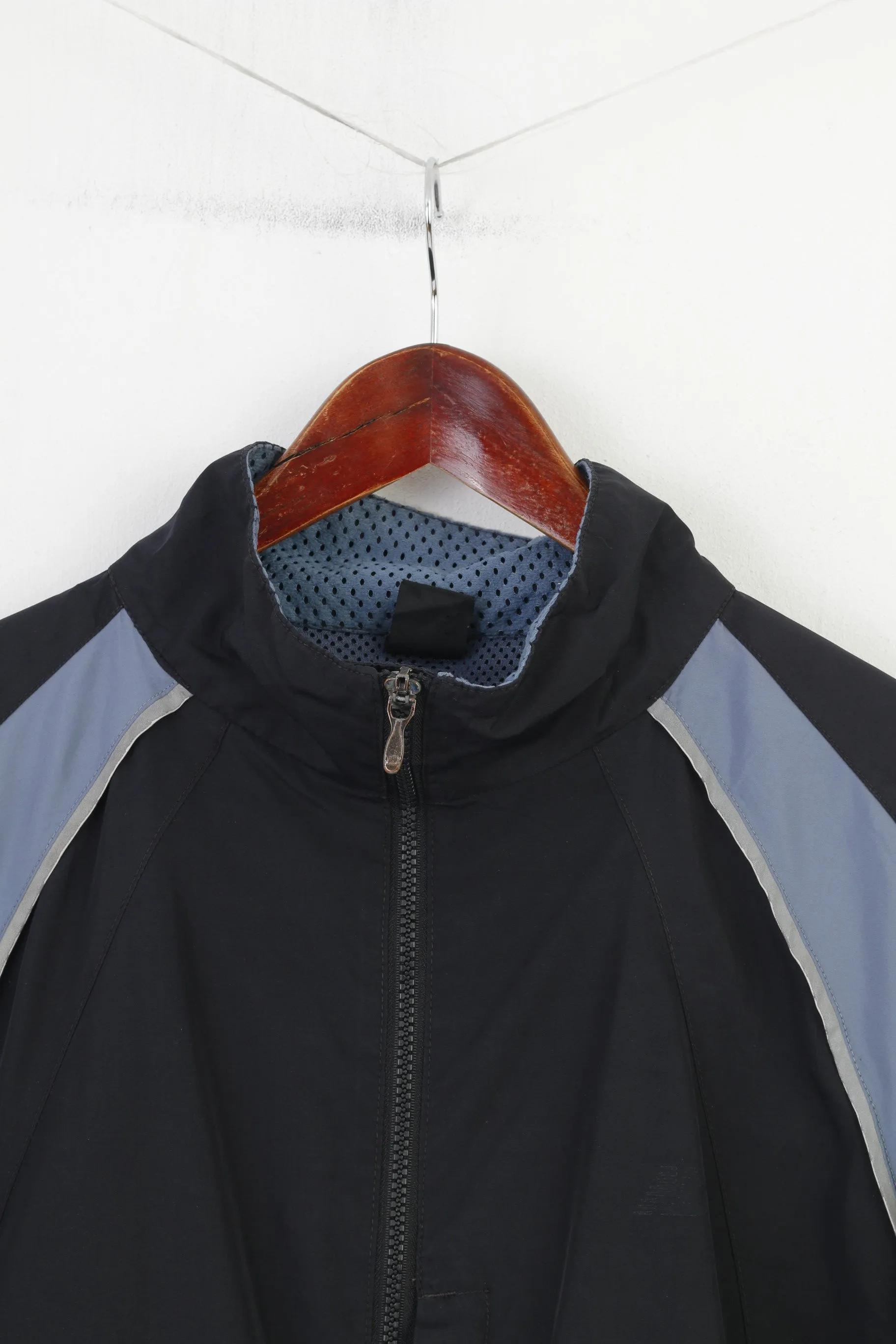 New Balance Men L Jacket Navy Training Run Sportswear Full Zipper Vintage Top
