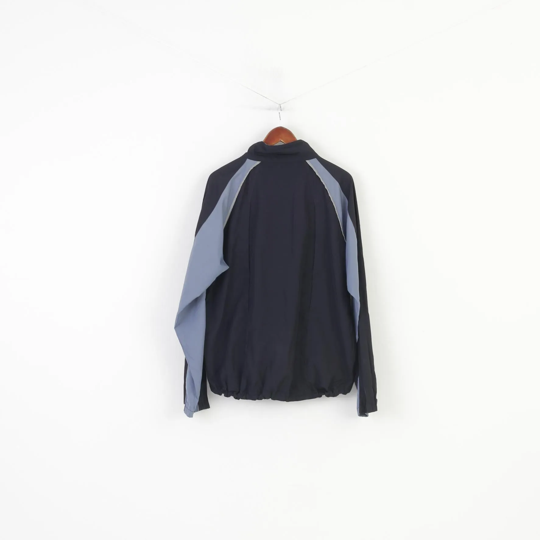 New Balance Men L Jacket Navy Training Run Sportswear Full Zipper Vintage Top