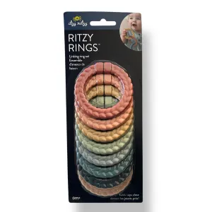 NEW! Itzy Ritzy Braided Rainbow Linking Rings Silicone Teethers