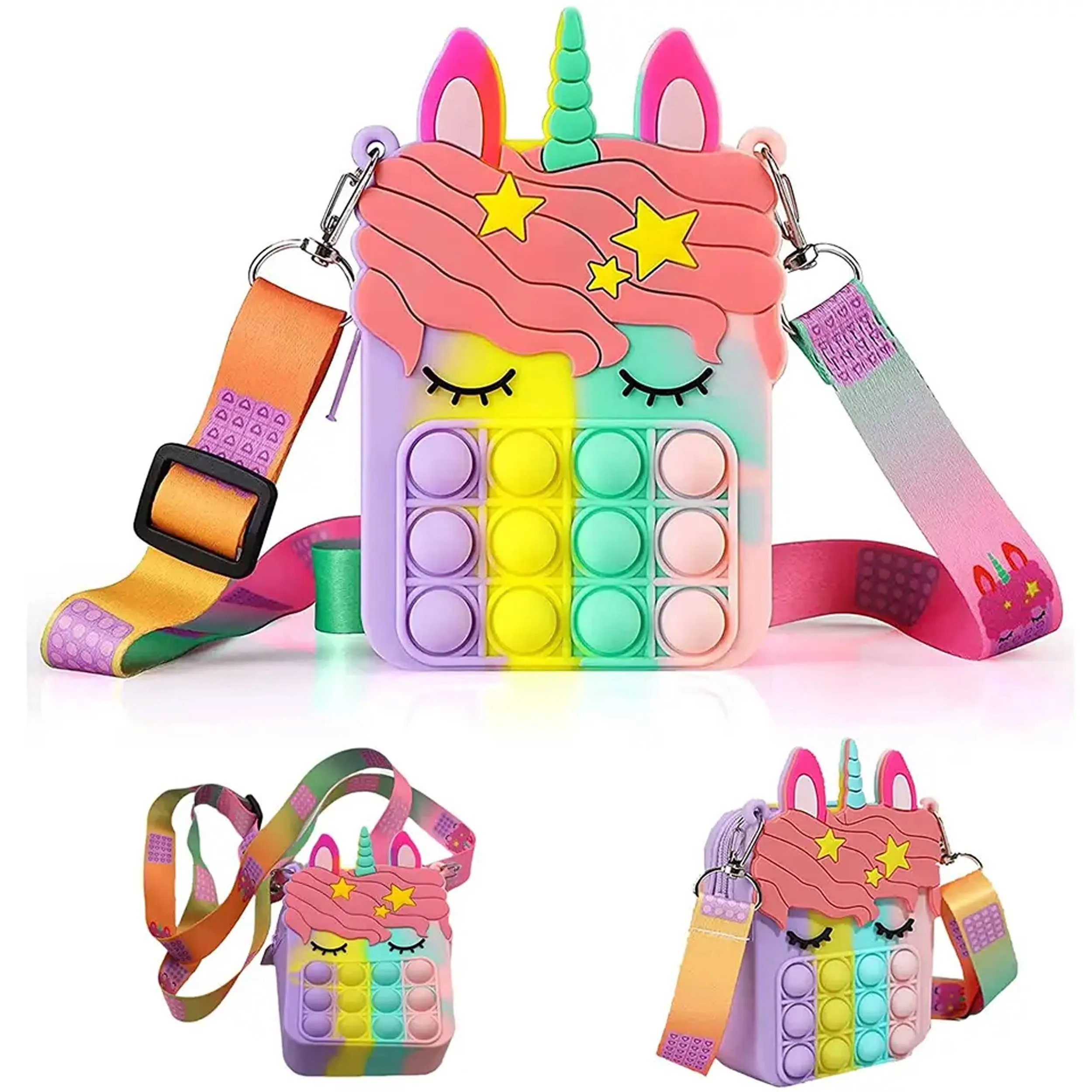 NEW! Pastel Rainbow Unicorn Fidget Pop Purse