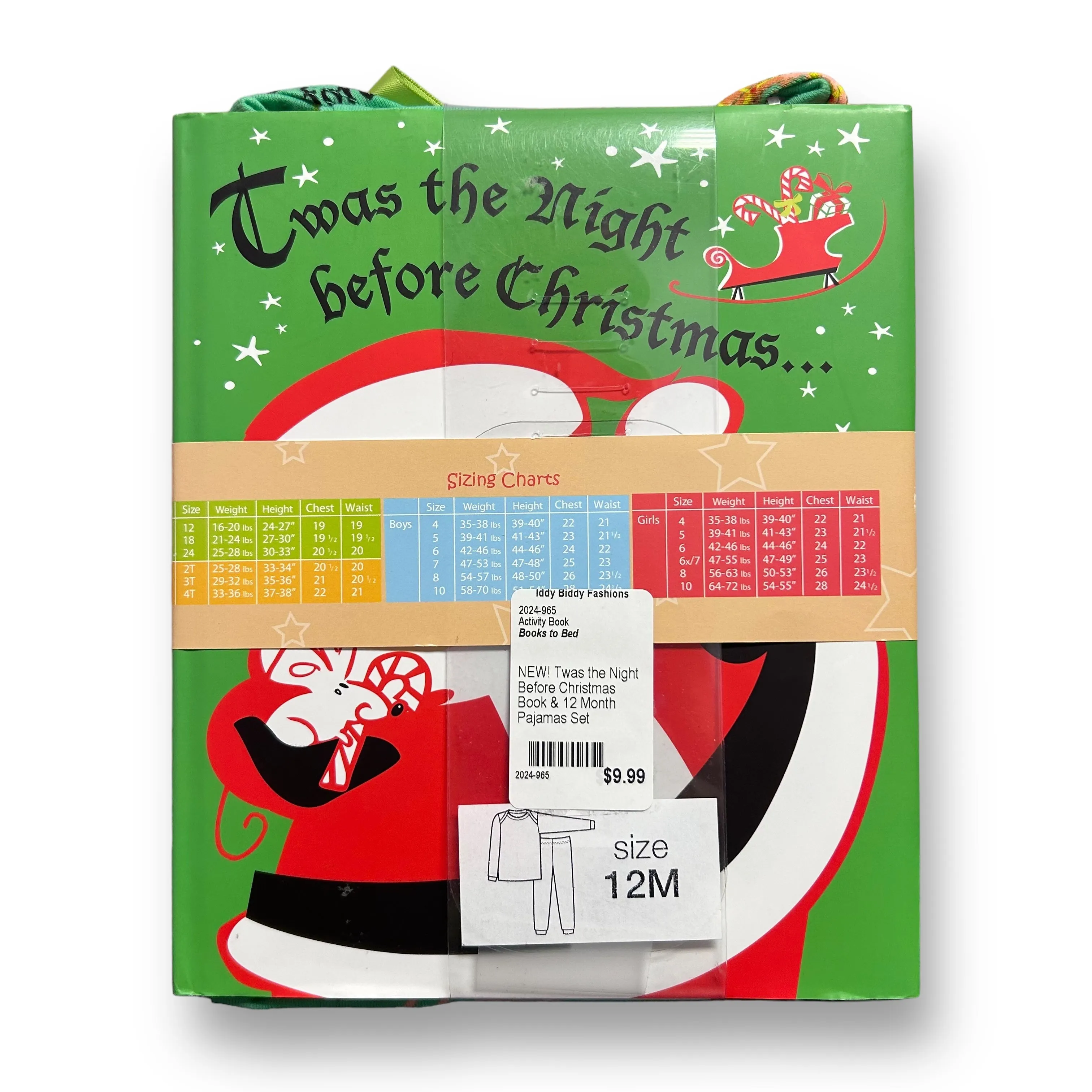 NEW! 'Twas the Night Before Christmas Book & 12 Month Pajamas Set