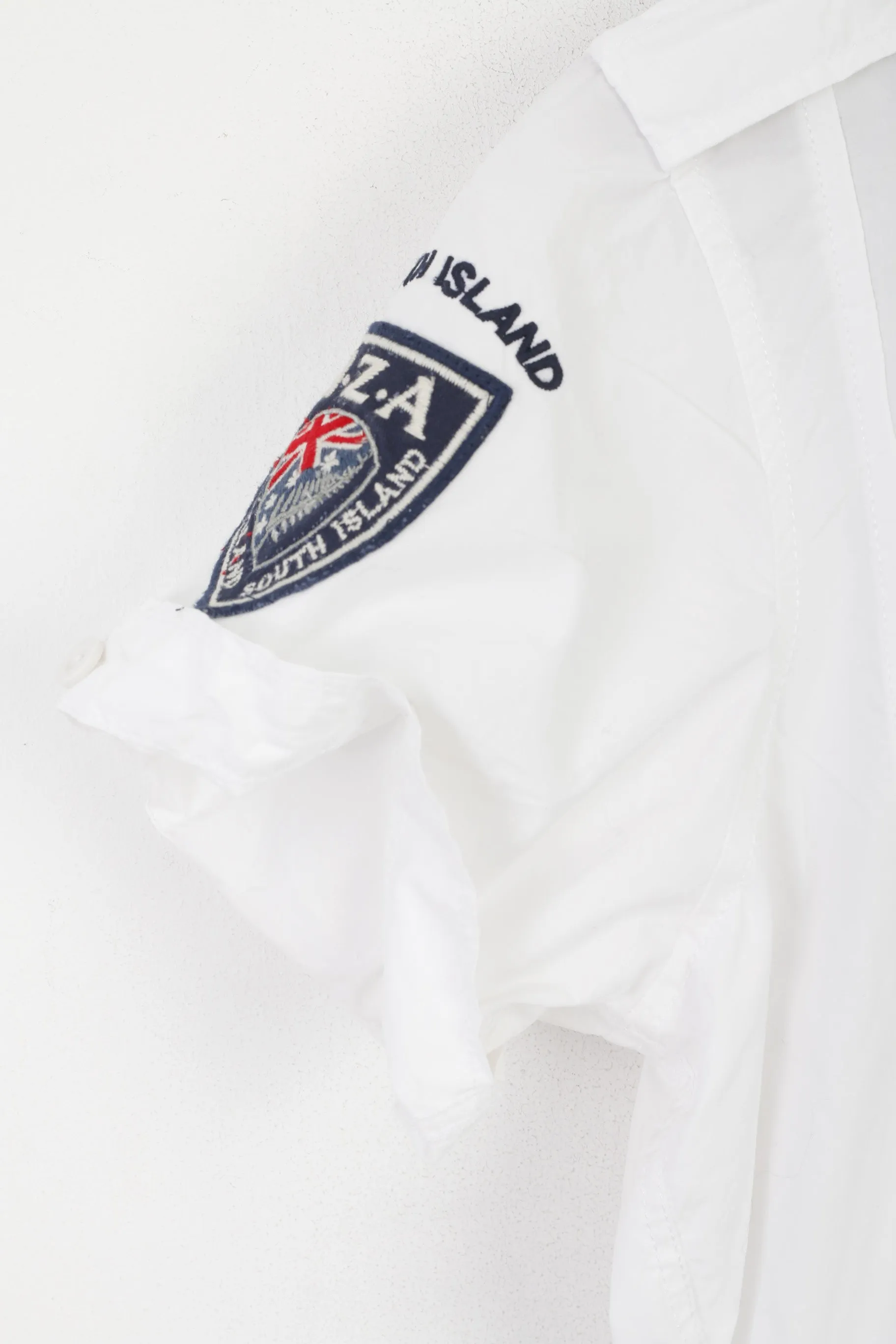 New Zealand Auckland Men S Casual Shirt White Cotton Embroidered South Island Top