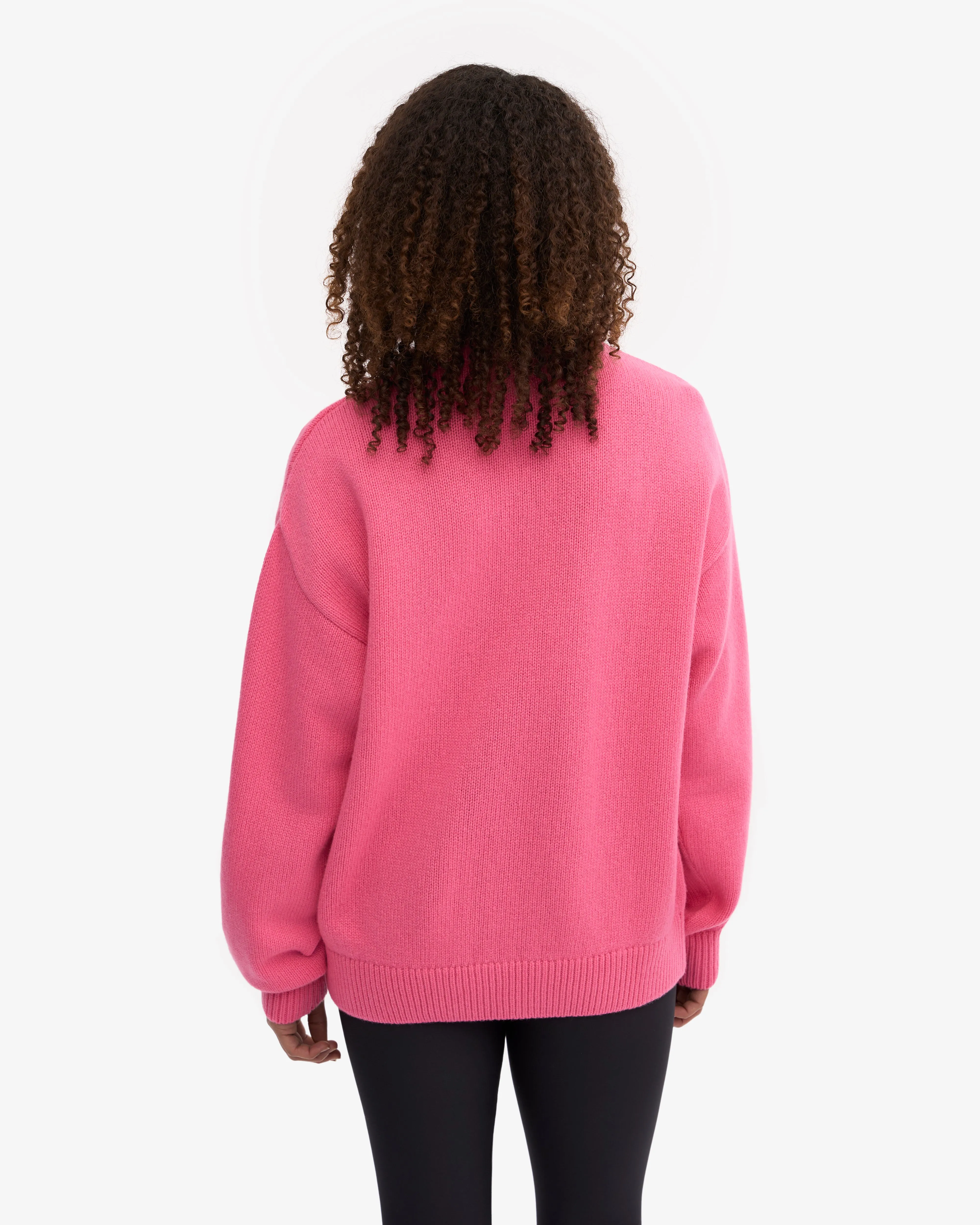 Oversized Merino Wool Crew - Bubblegum Pink
