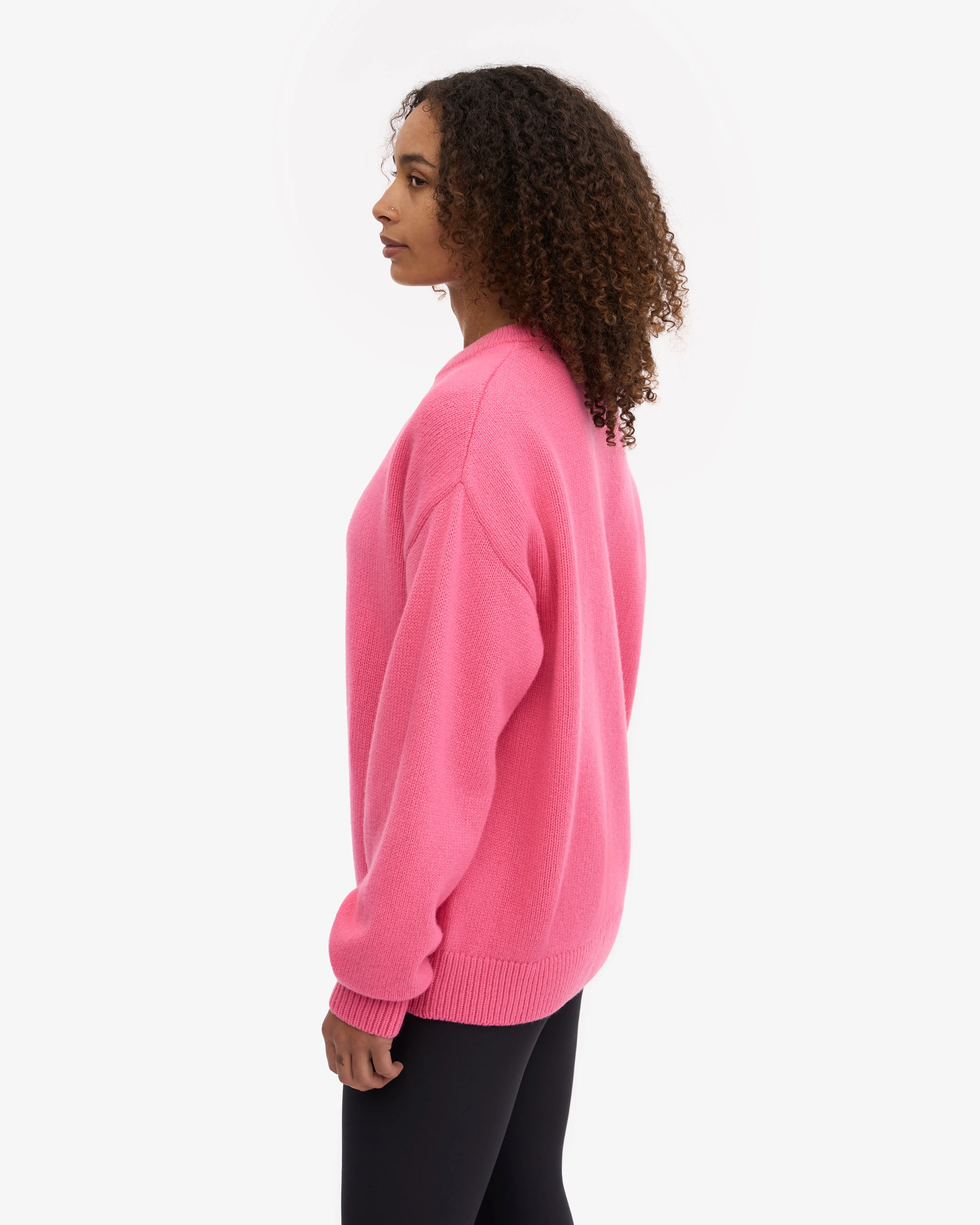 Oversized Merino Wool Crew - Bubblegum Pink