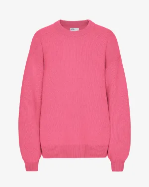 Oversized Merino Wool Crew - Bubblegum Pink