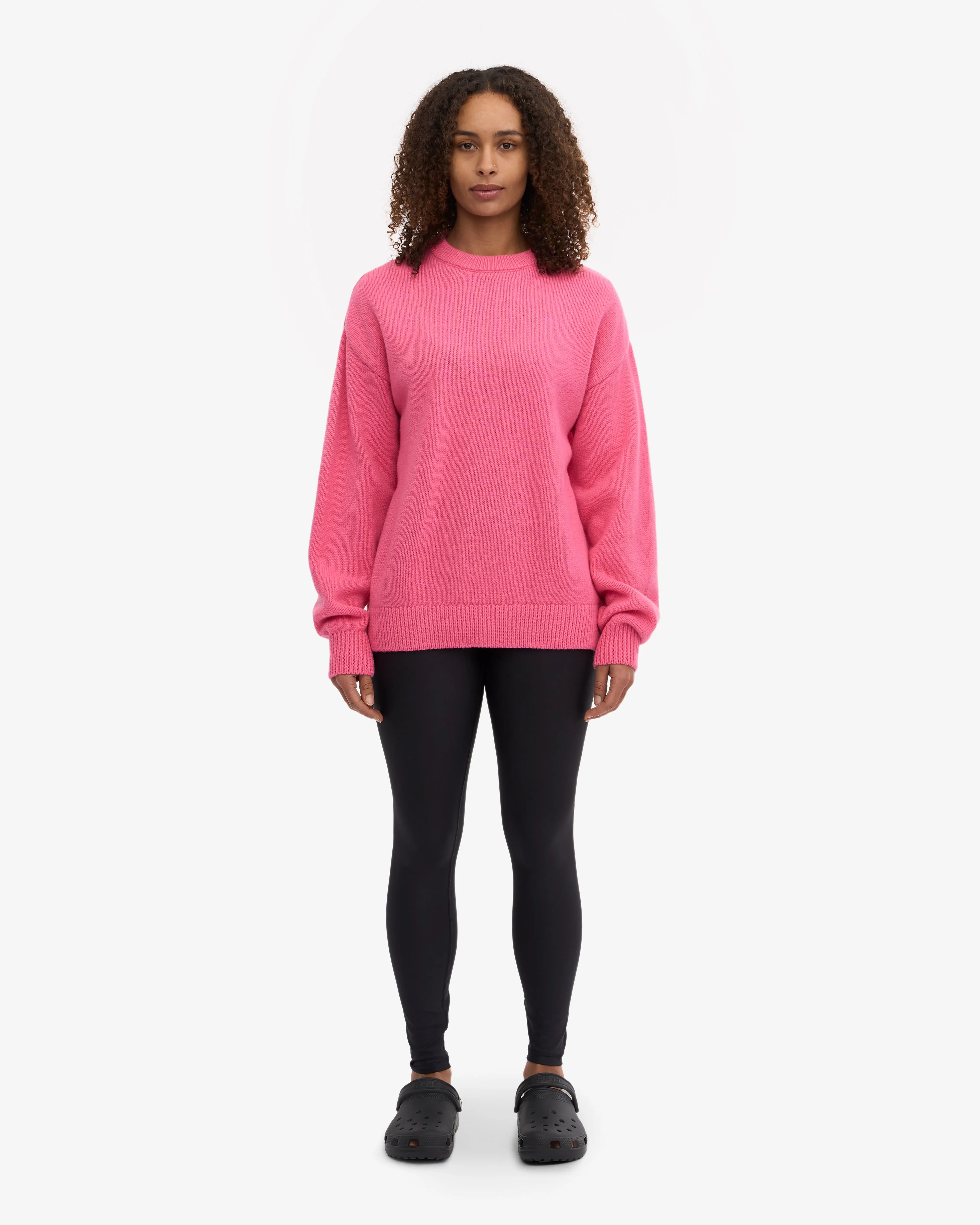 Oversized Merino Wool Crew - Bubblegum Pink