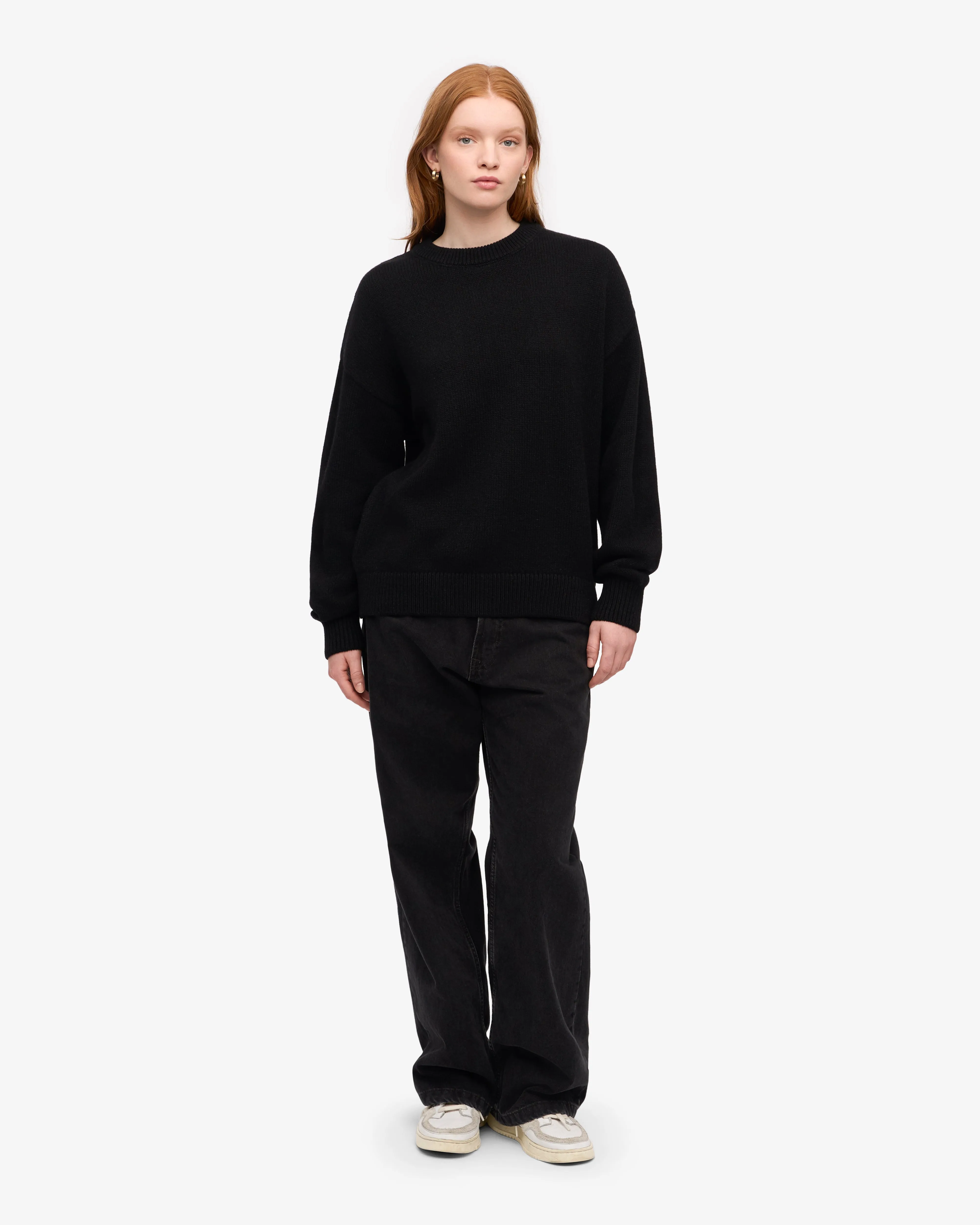 Oversized Merino Wool Crew - Deep Black
