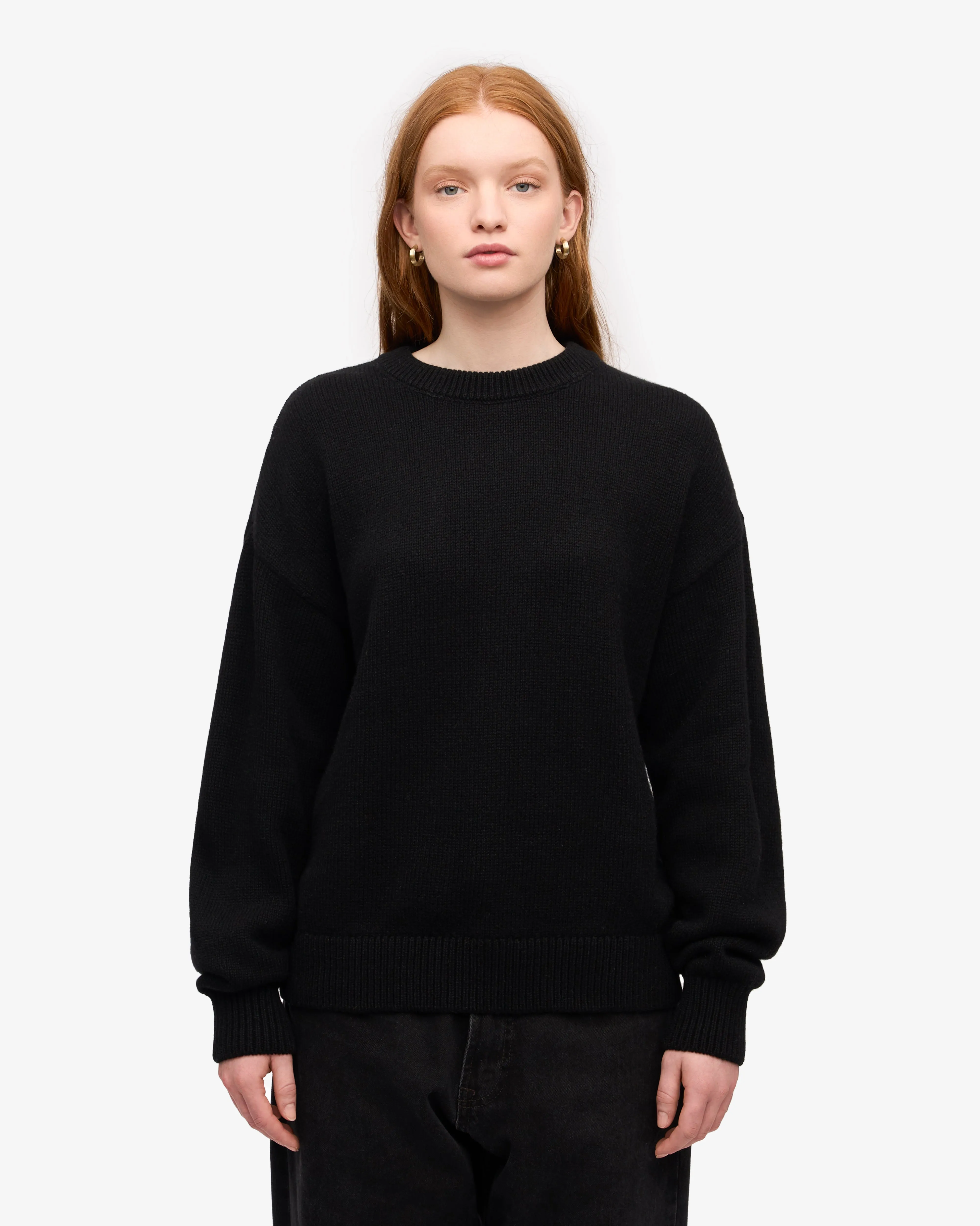 Oversized Merino Wool Crew - Deep Black