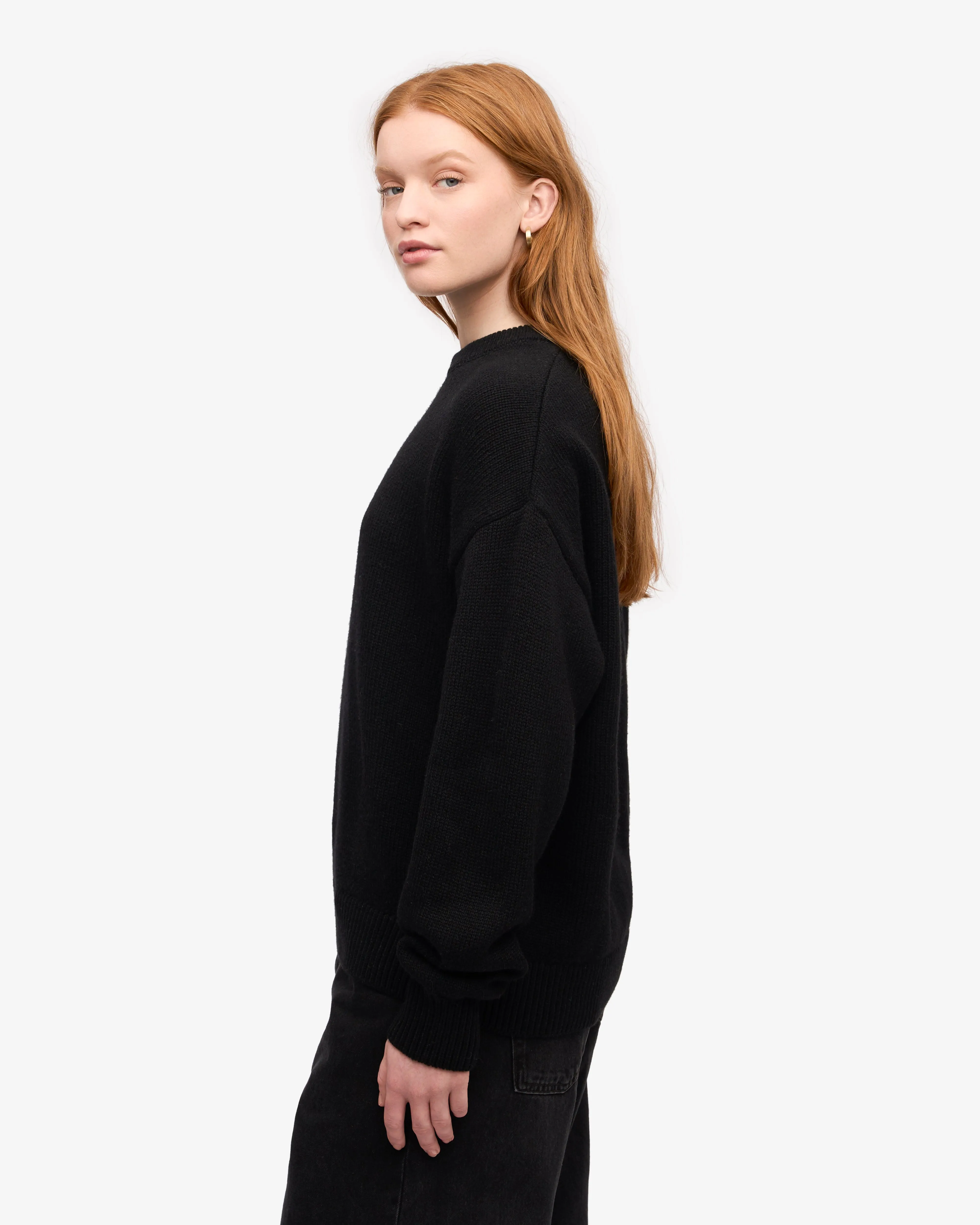 Oversized Merino Wool Crew - Deep Black