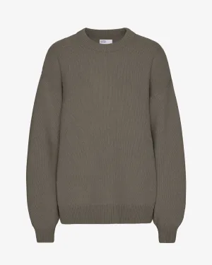 Oversized Merino Wool Crew - Dusty Olive