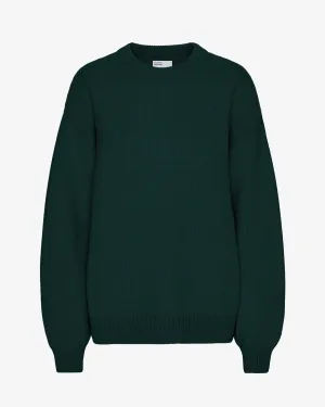 Oversized Merino Wool Crew - Emerald Green