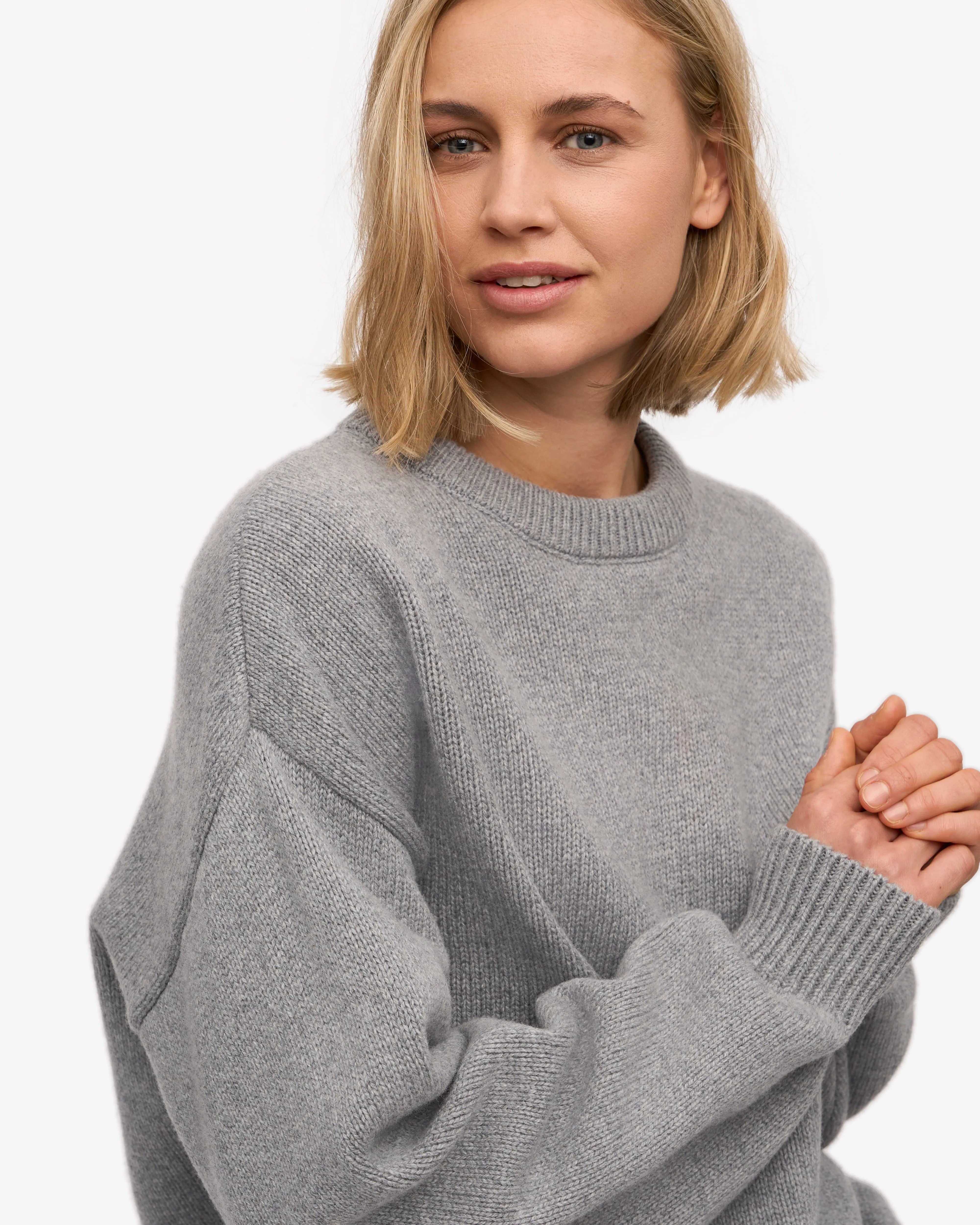 Oversized Merino Wool Crew - Heather Grey
