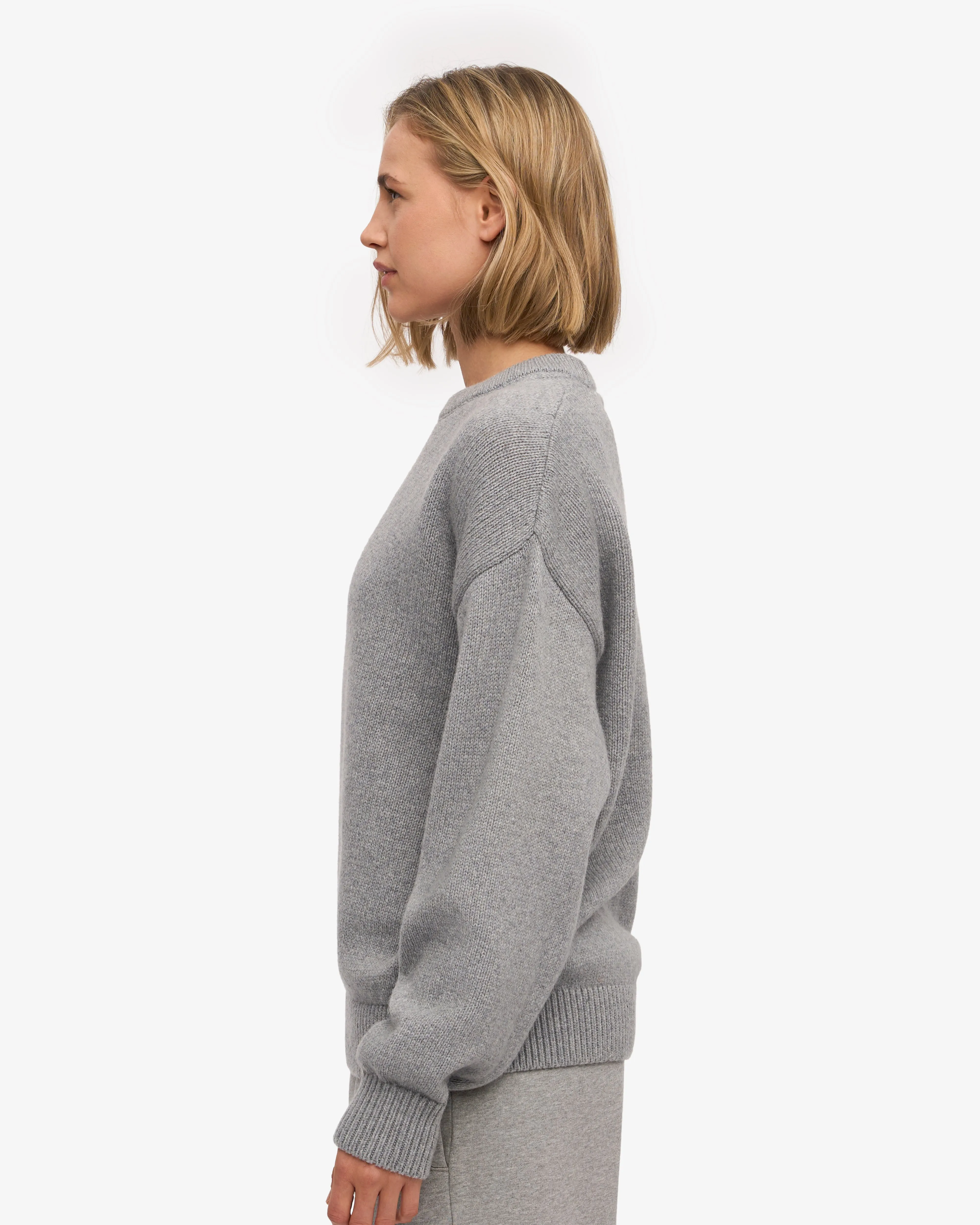 Oversized Merino Wool Crew - Heather Grey