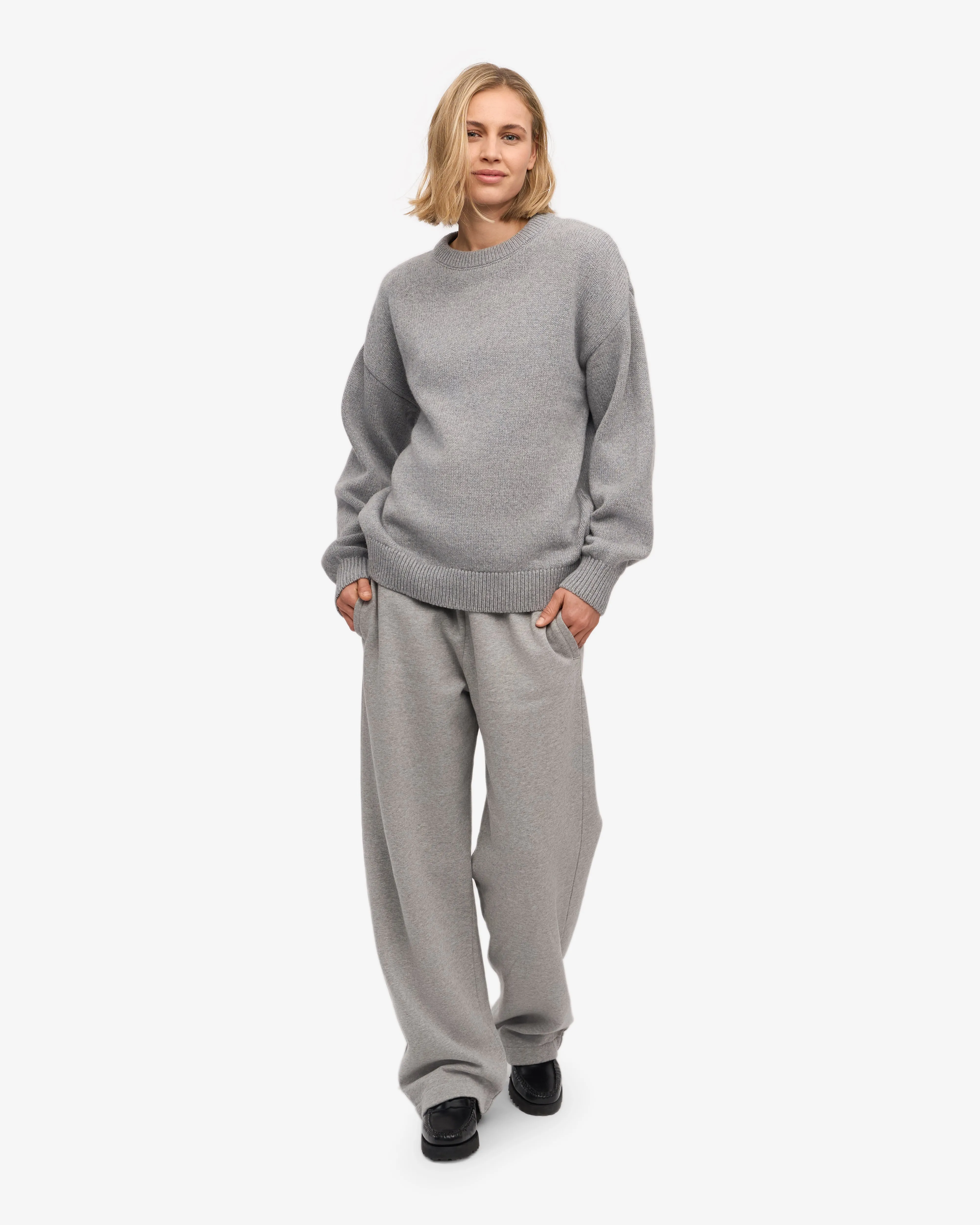 Oversized Merino Wool Crew - Heather Grey