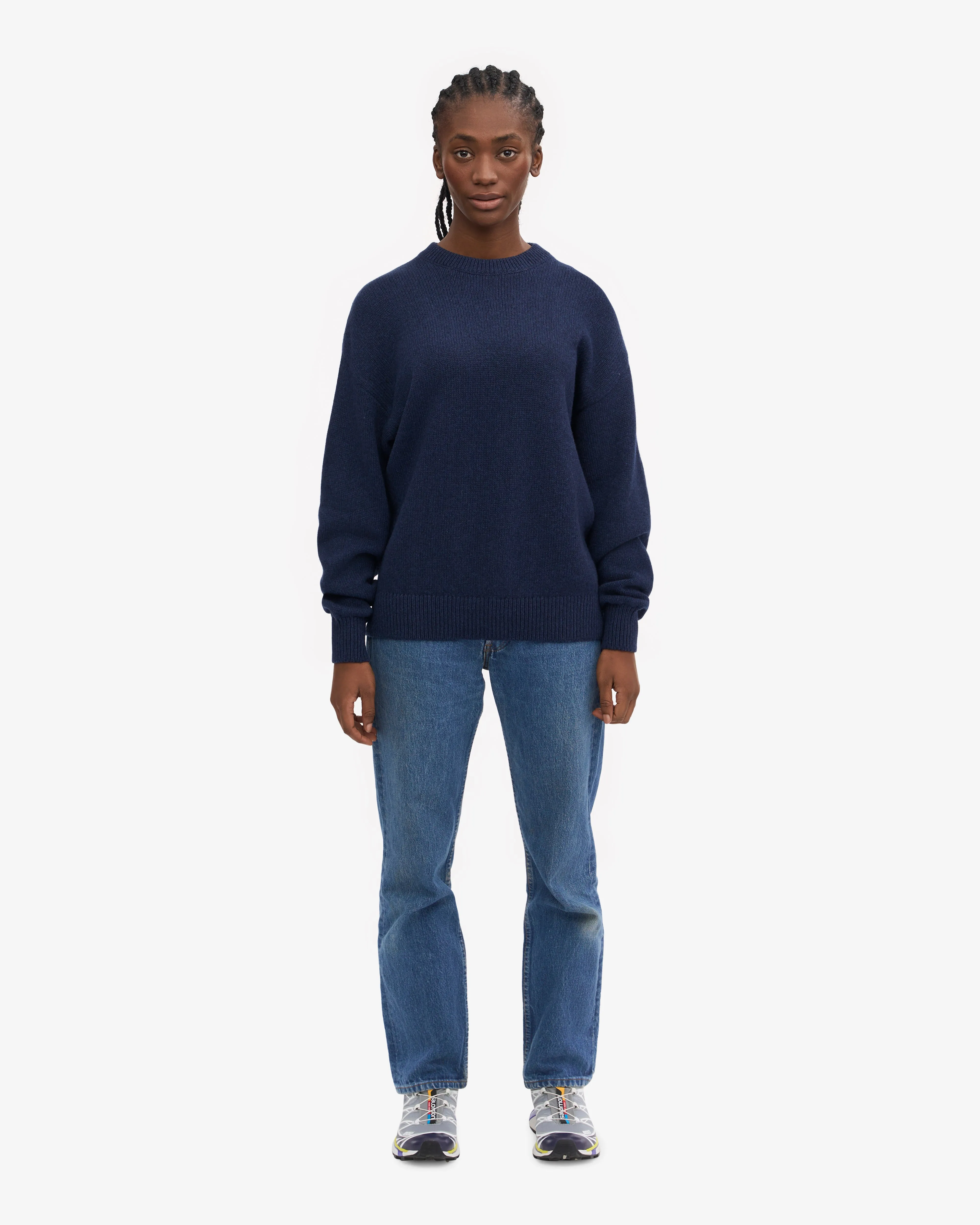 Oversized Merino Wool Crew - Marine Blue