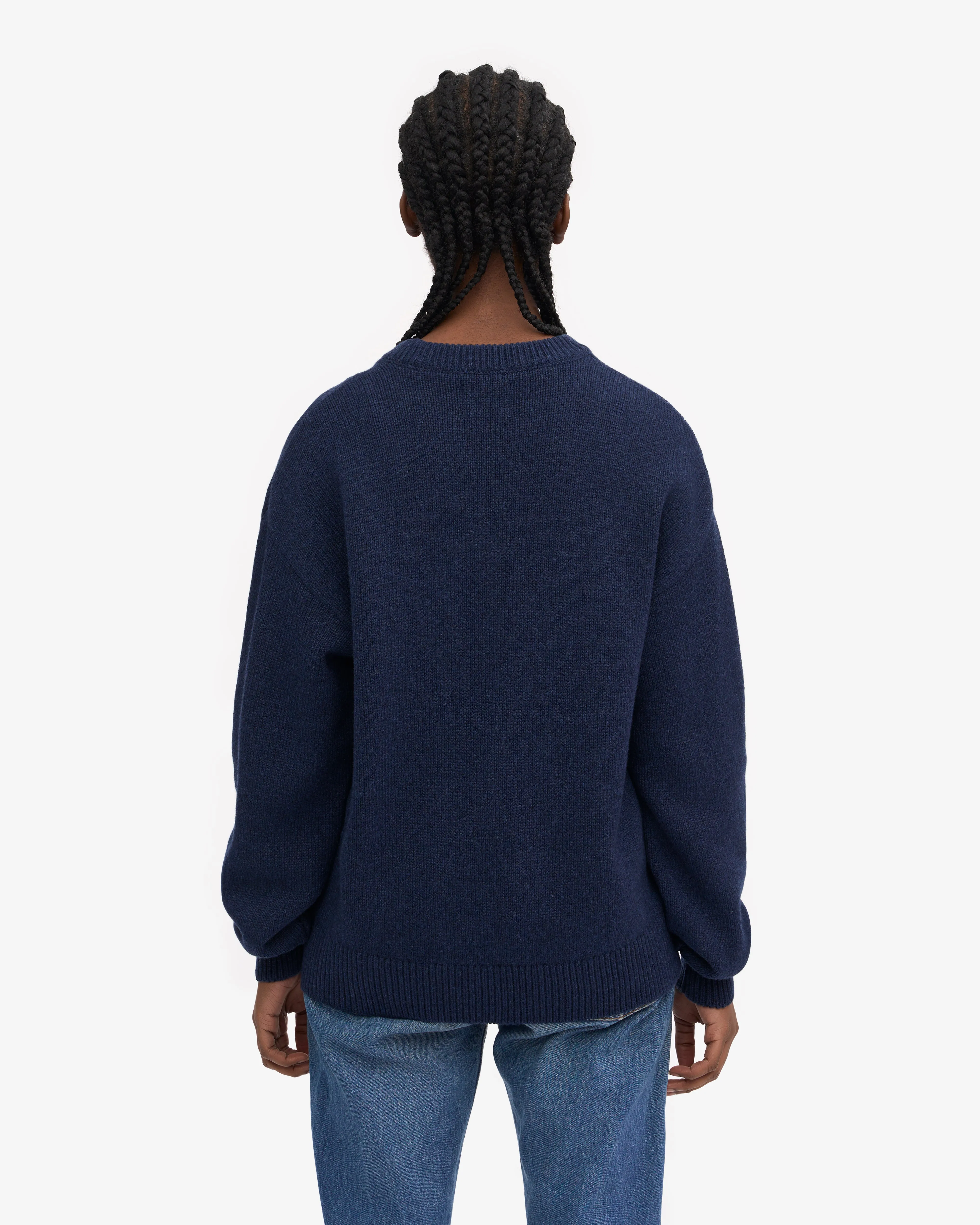Oversized Merino Wool Crew - Marine Blue