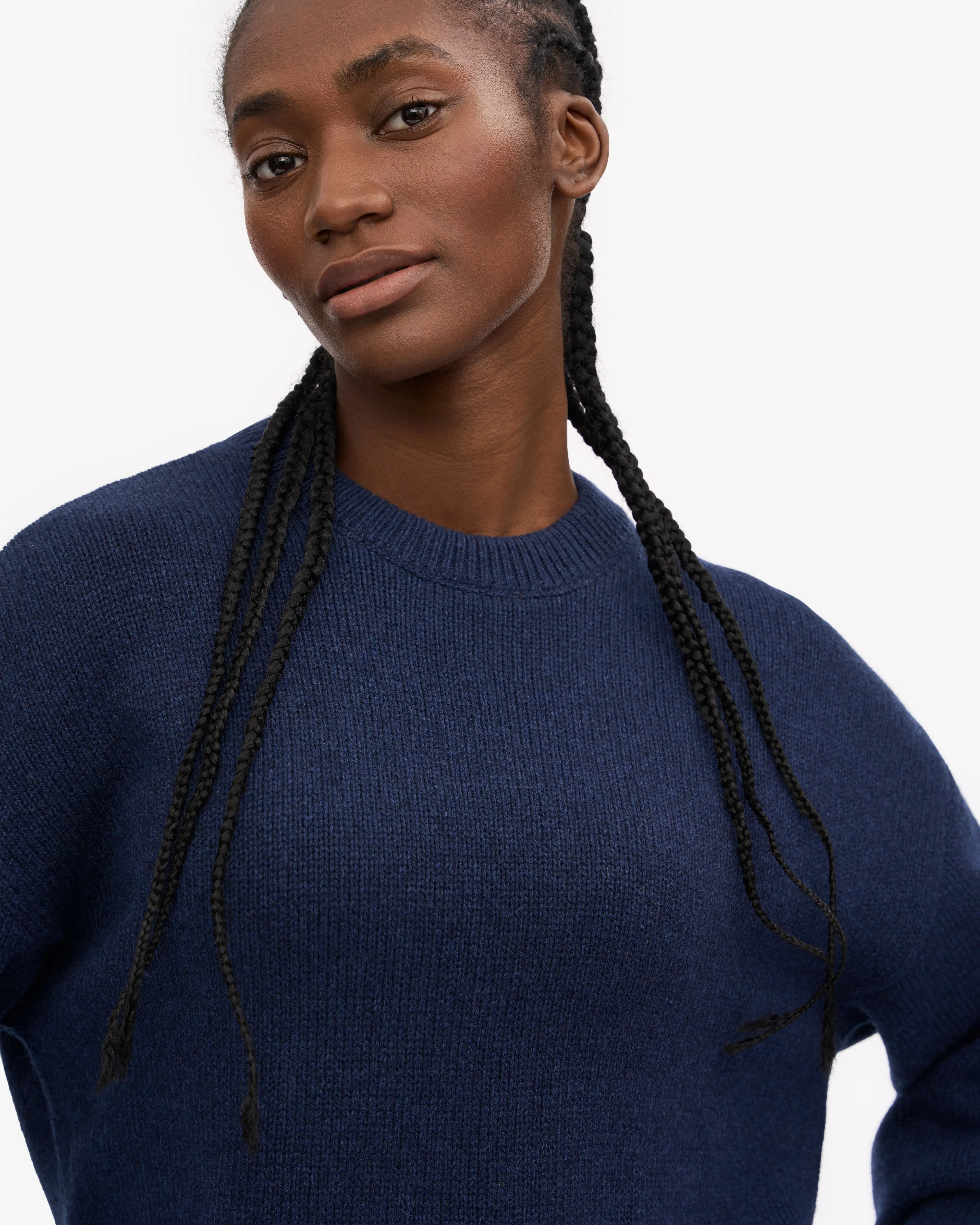 Oversized Merino Wool Crew - Marine Blue