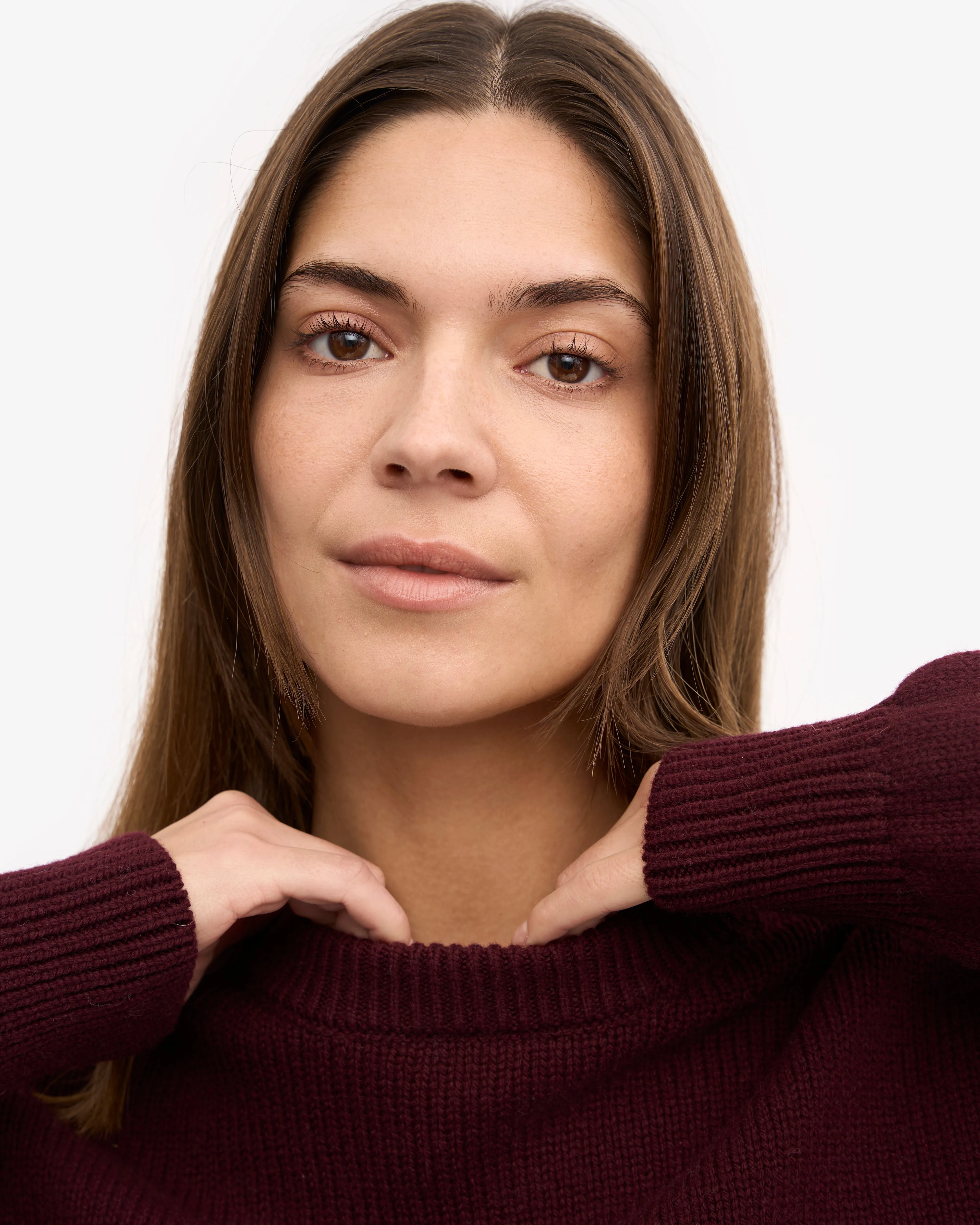 Oversized Merino Wool Crew - Oxblood Red