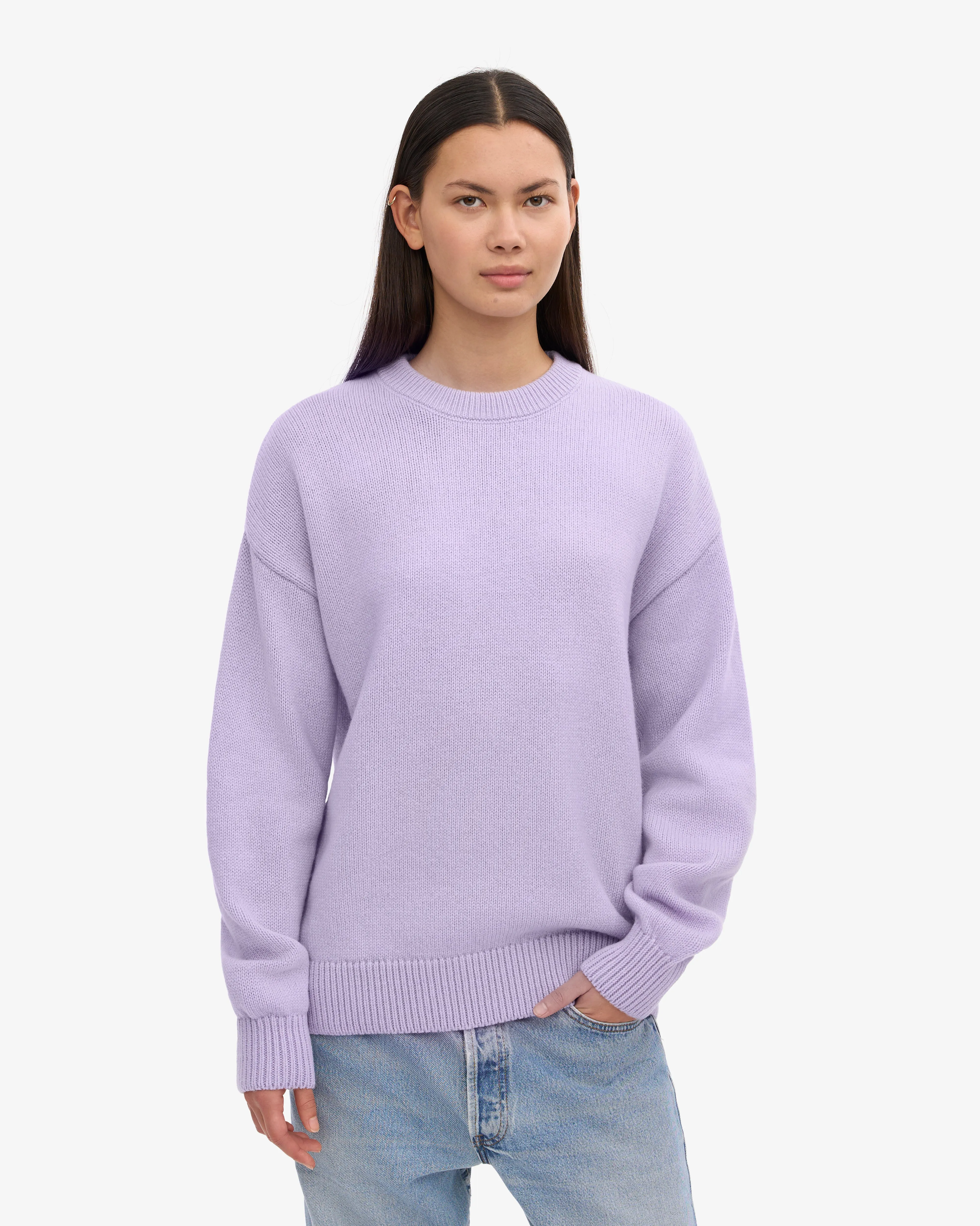 Oversized Merino Wool Crew - Soft Lavender