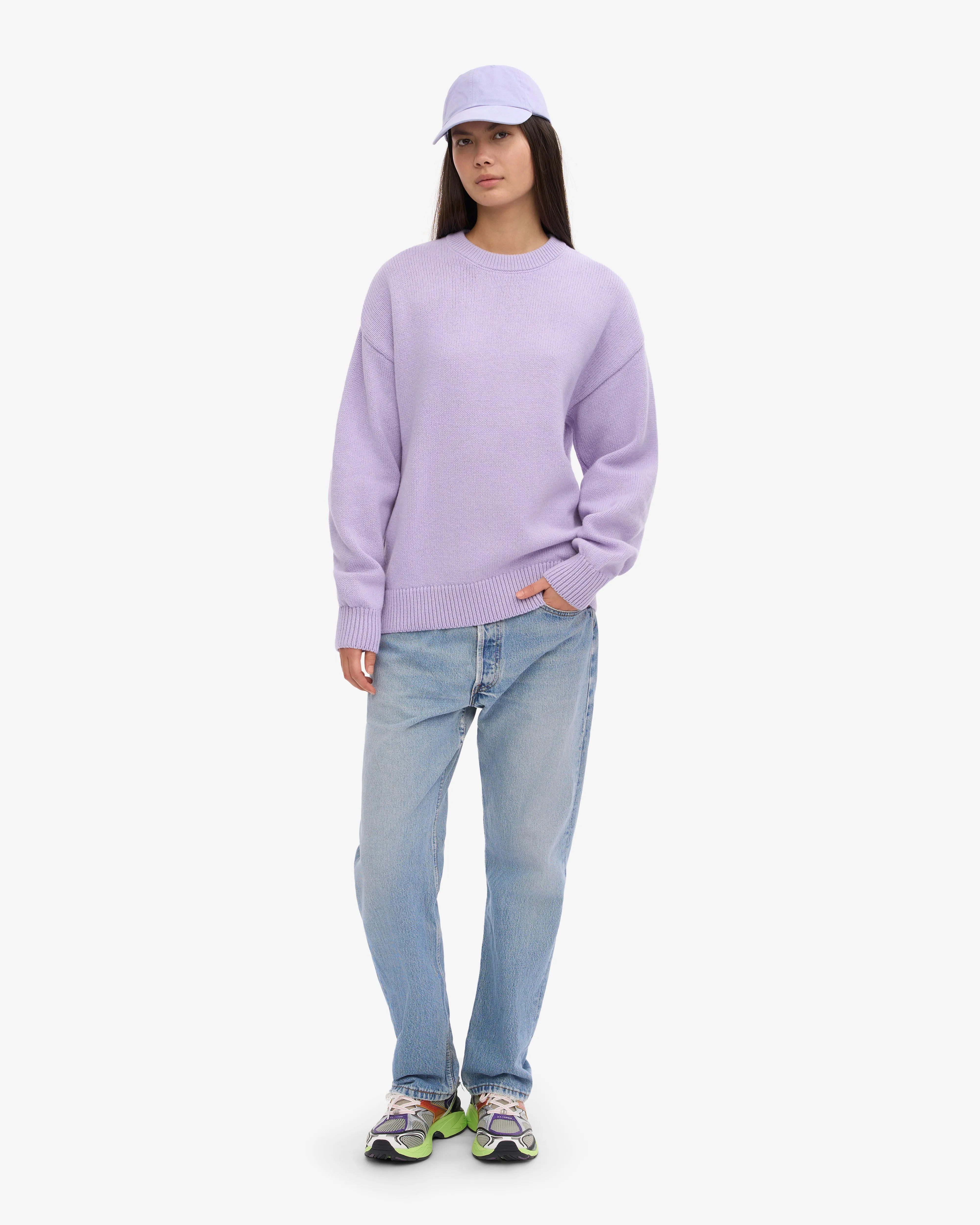 Oversized Merino Wool Crew - Soft Lavender