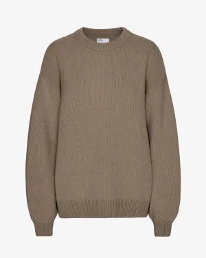 Oversized Merino Wool Crew - Warm Taupe