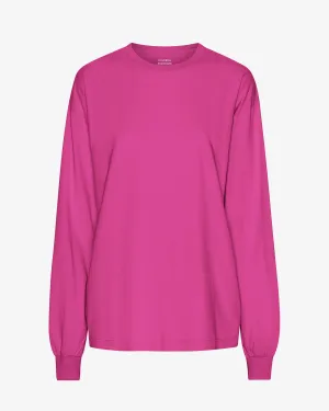 Oversized Organic LS T-Shirt - Magenta Blaze
