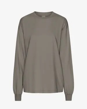 Oversized Organic LS T-Shirt - Misty Brown