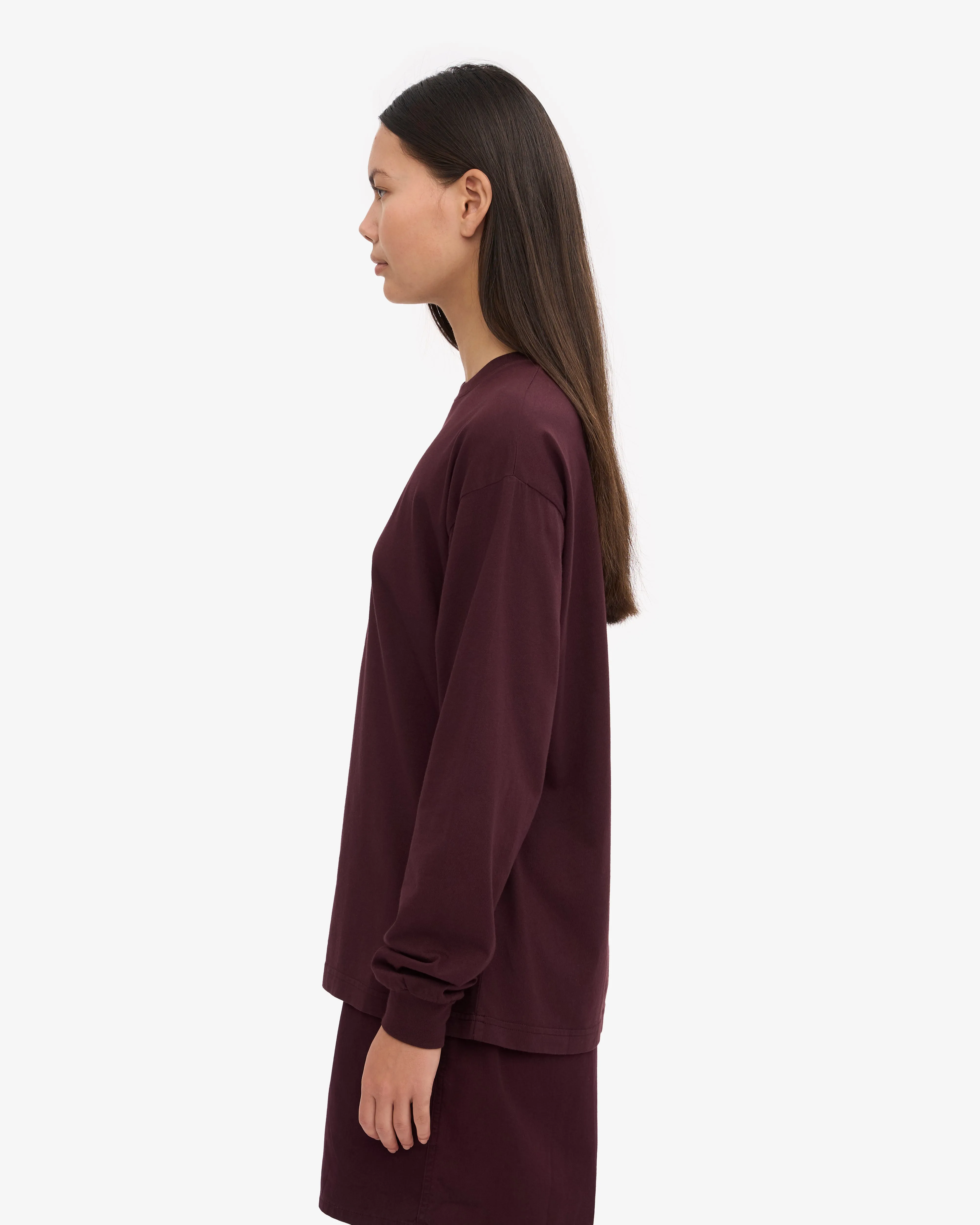 Oversized Organic LS T-Shirt - Oxblood Red