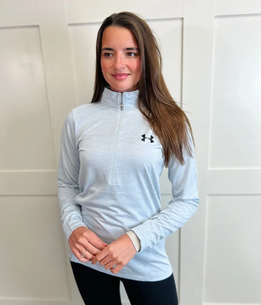 Pale Grey Under Armour 1/2 Zip Tech Top