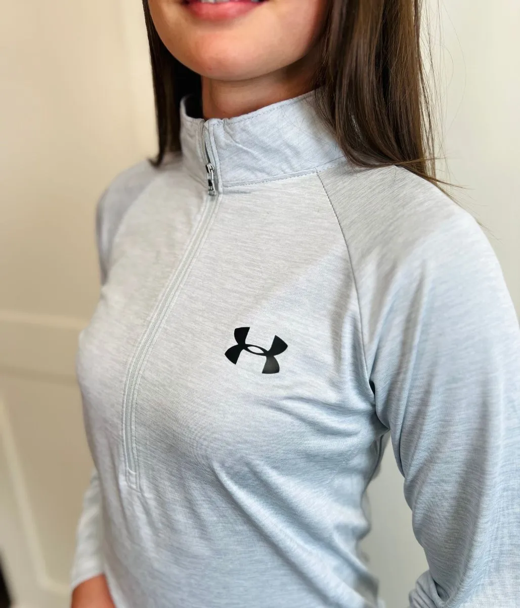 Pale Grey Under Armour 1/2 Zip Tech Top