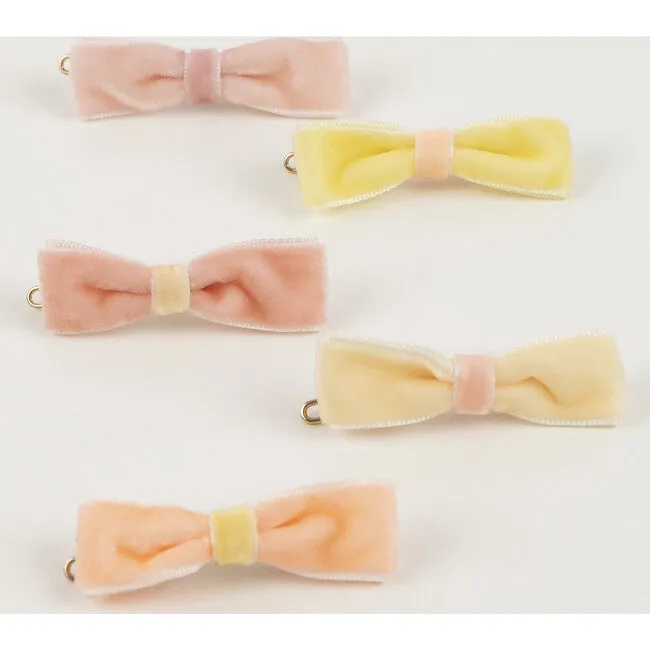 Pastel Velvet Mini Bow Clips (x 10)