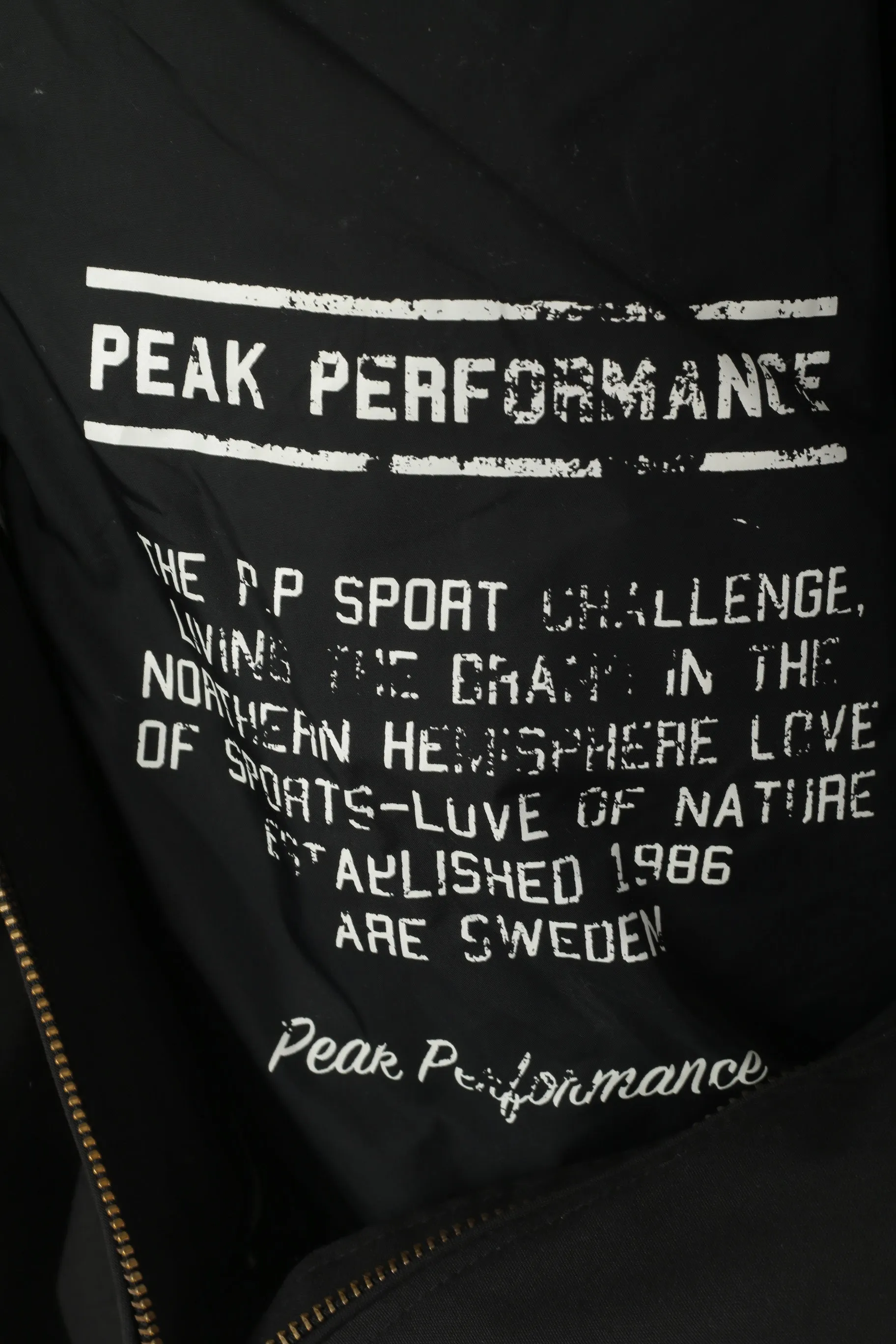 Peak Performance Men XL Jacket Black Nylon Waterproof Full Zipper Casual Top