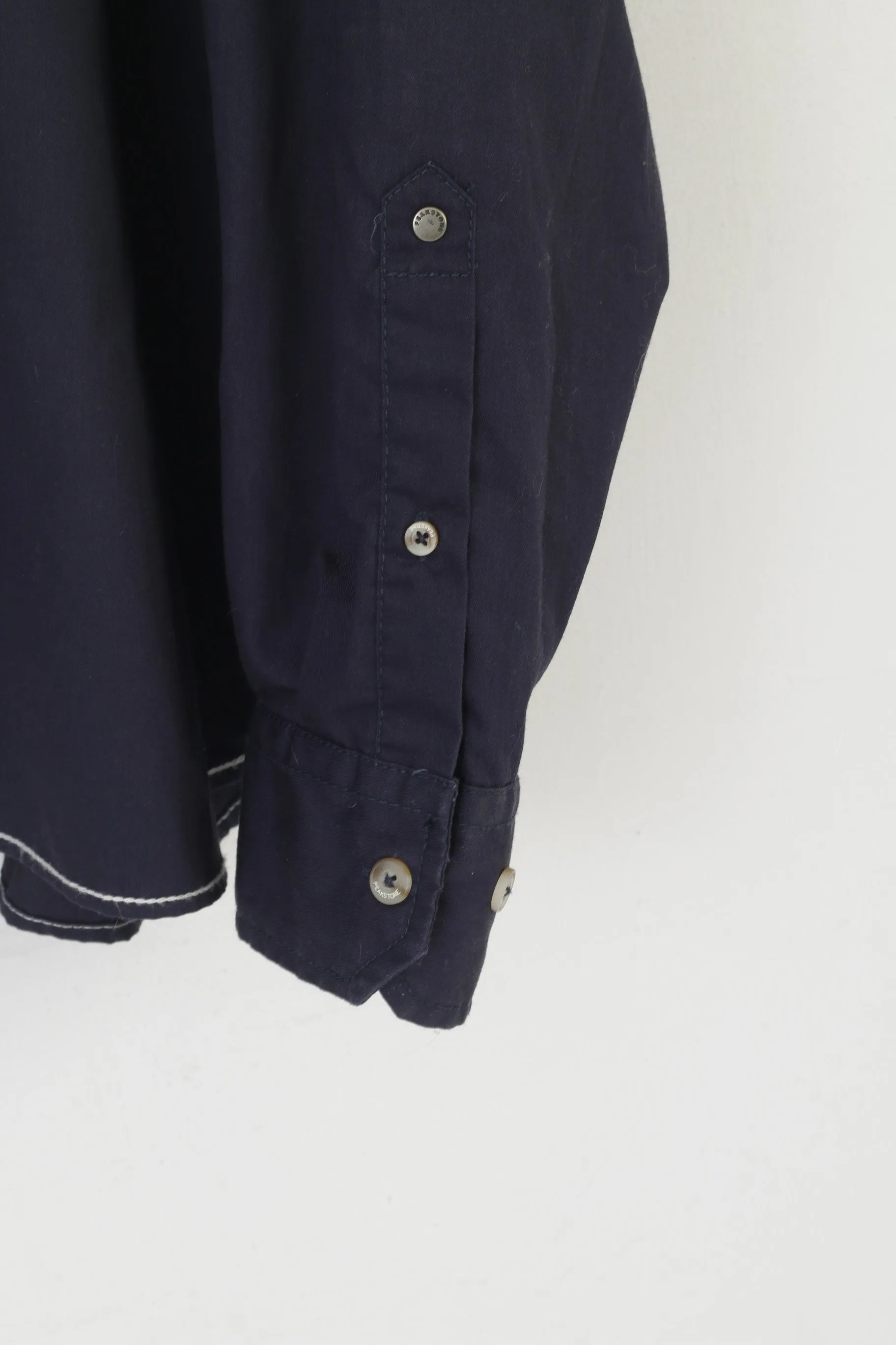 Peakstone Men 6XL Casual Shirt Navy Cotton New York City Emroidered Top