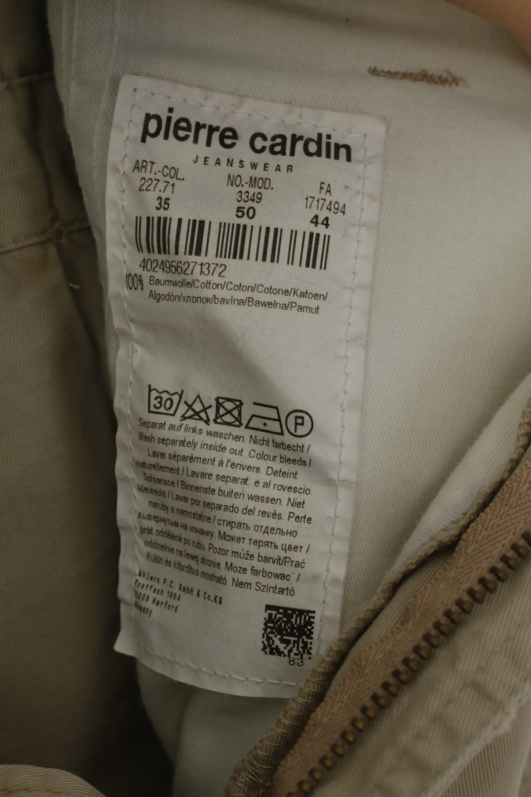 Pierre Cardin Jeans Men 35 50 Shorts Beige Cotton Casual Cropped Pants