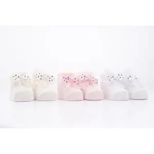 Pink 3pc Polka Dot Bow Socks Set