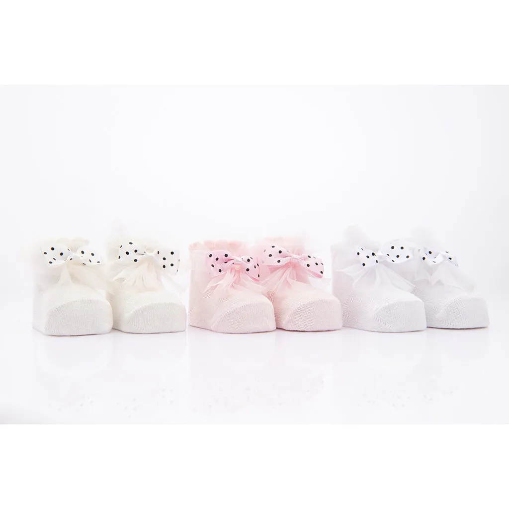 Pink 3pc Polka Dot Bow Socks Set