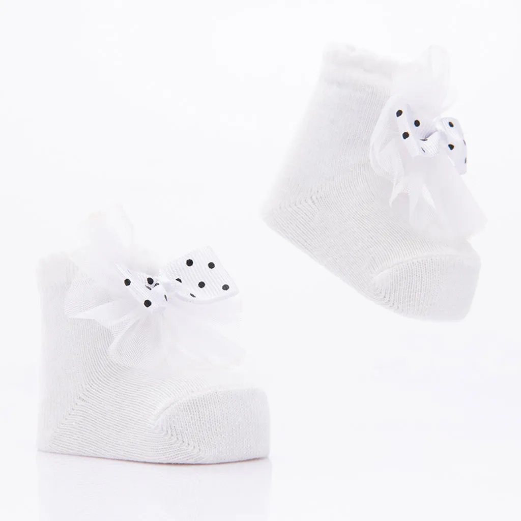 Pink 3pc Polka Dot Bow Socks Set