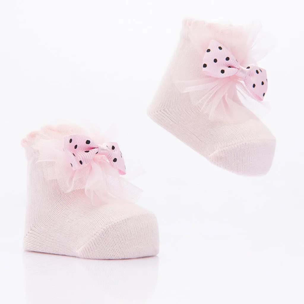 Pink 3pc Polka Dot Bow Socks Set