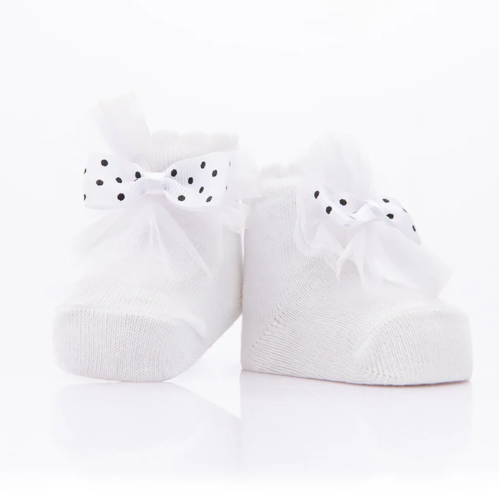 Pink 3pc Polka Dot Bow Socks Set