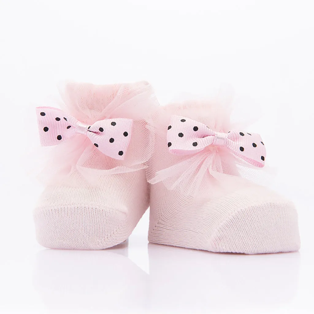 Pink 3pc Polka Dot Bow Socks Set