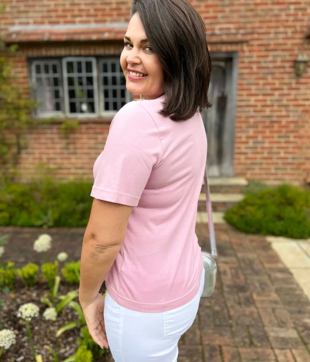 Pink Crochet Yoke Top
